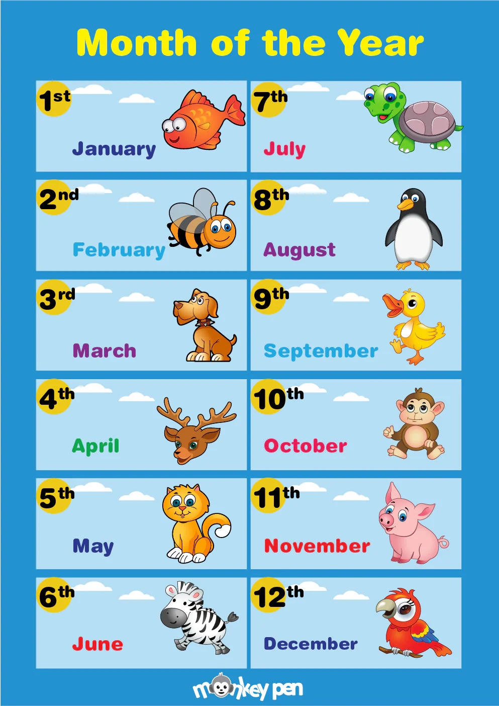 Months Order Free Year Chart For Kids