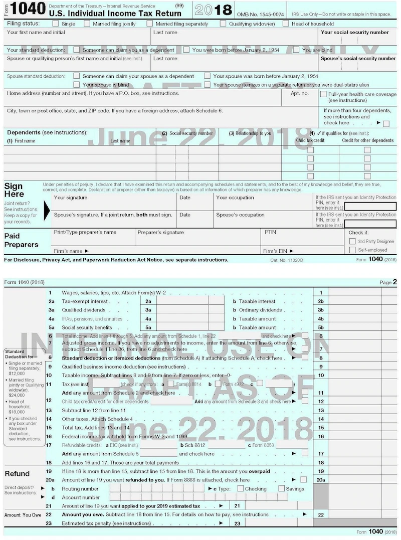 New IRS 1040 Tax Form Postcard Sized With Some Big Changes Silive