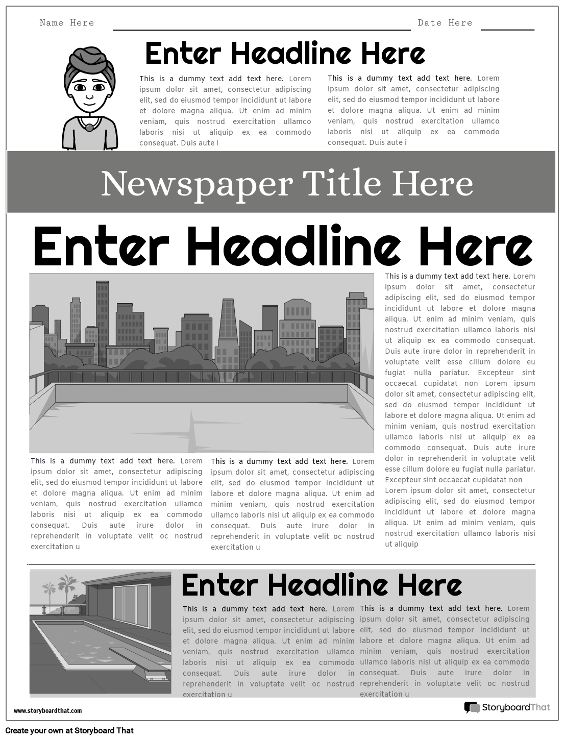 Newspaper Project Templates Create With Storyboard That