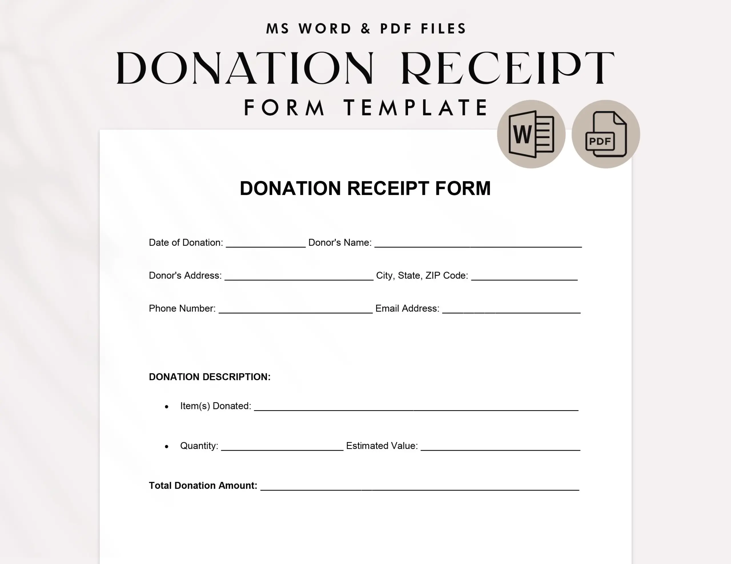 Nonprofit Donation Receipt Printable Donation Receipt Forms Charity Donation Receipt Donation Receipt Template Etsy