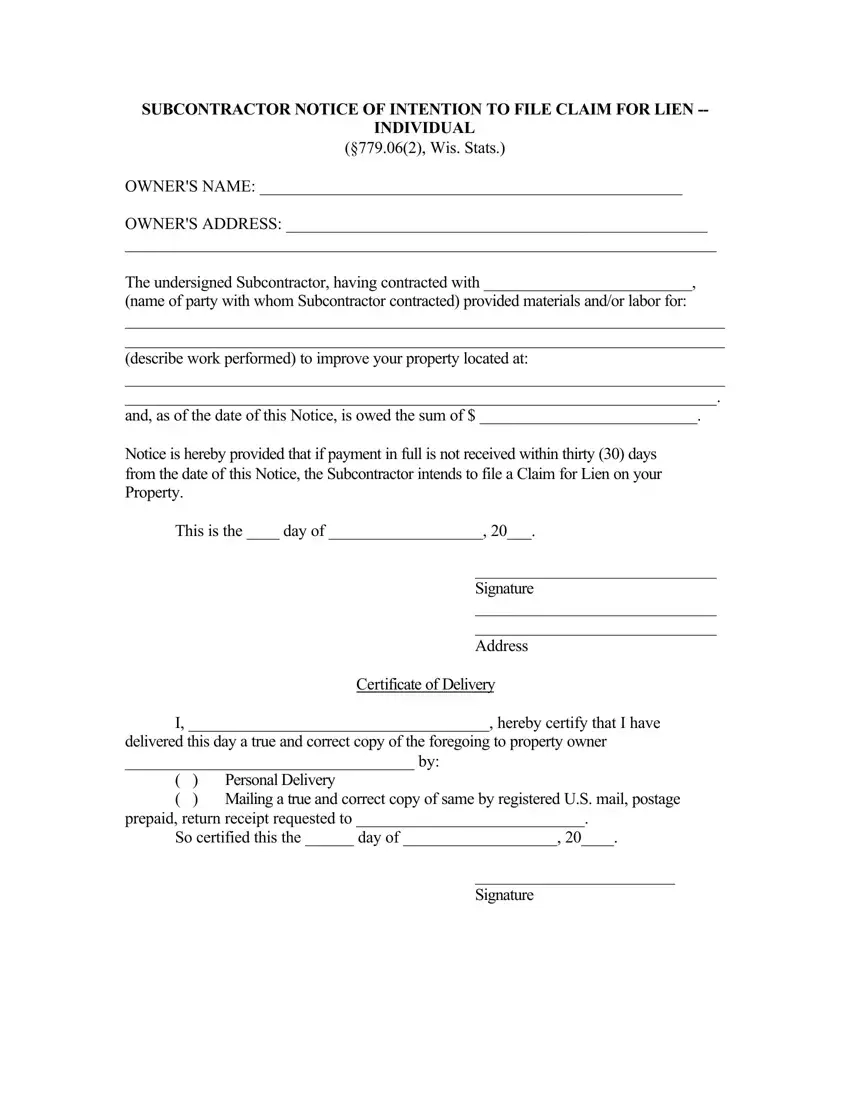 Notice Of Intent To Lien Florida Fill Out Printable PDF Forms