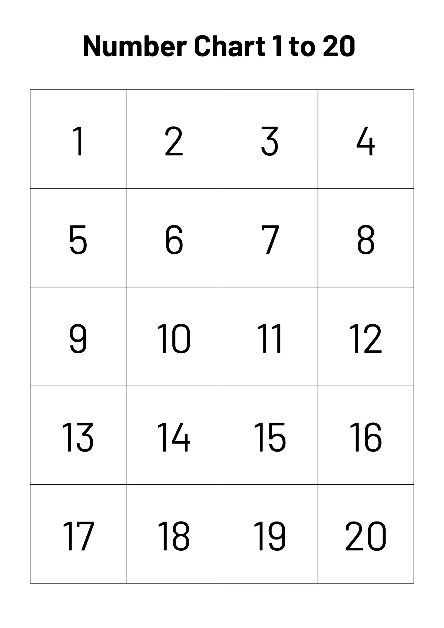 Number Chart 1 20 Teacher Classroom Homeschool Resource digital Download Etsy Canada