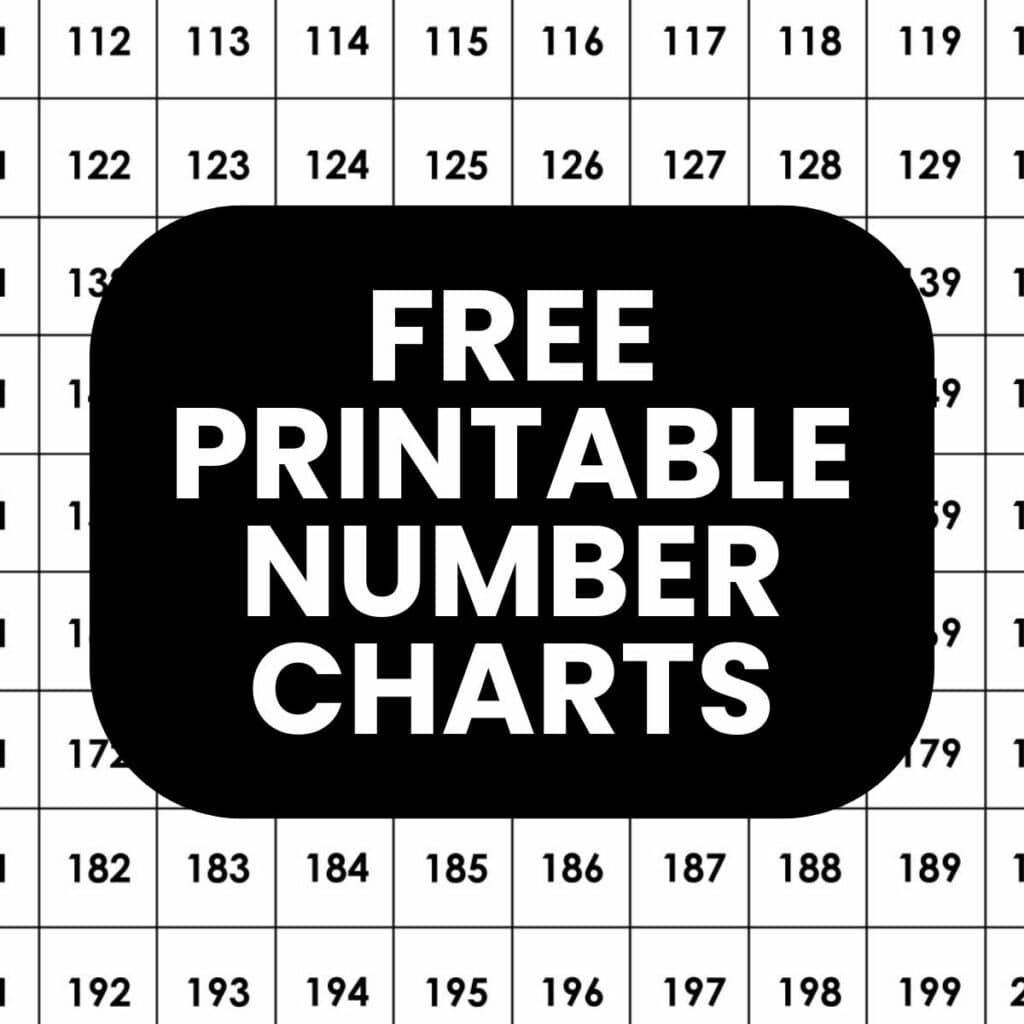 100 number chart to print
