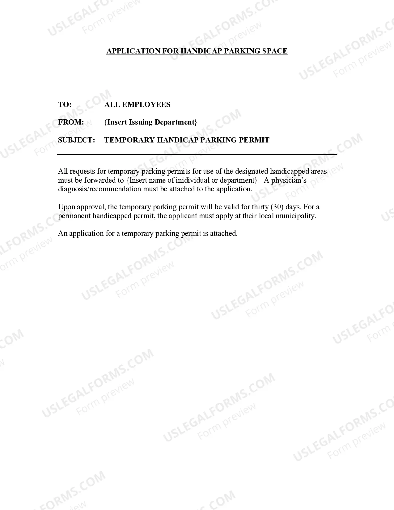 Ohio Application For Handicap Parking Space US Legal Forms