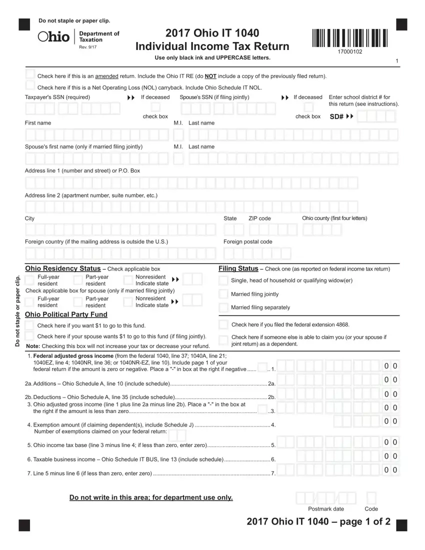 Ohio Form It 1040Ez Fill Out Printable PDF Forms Online