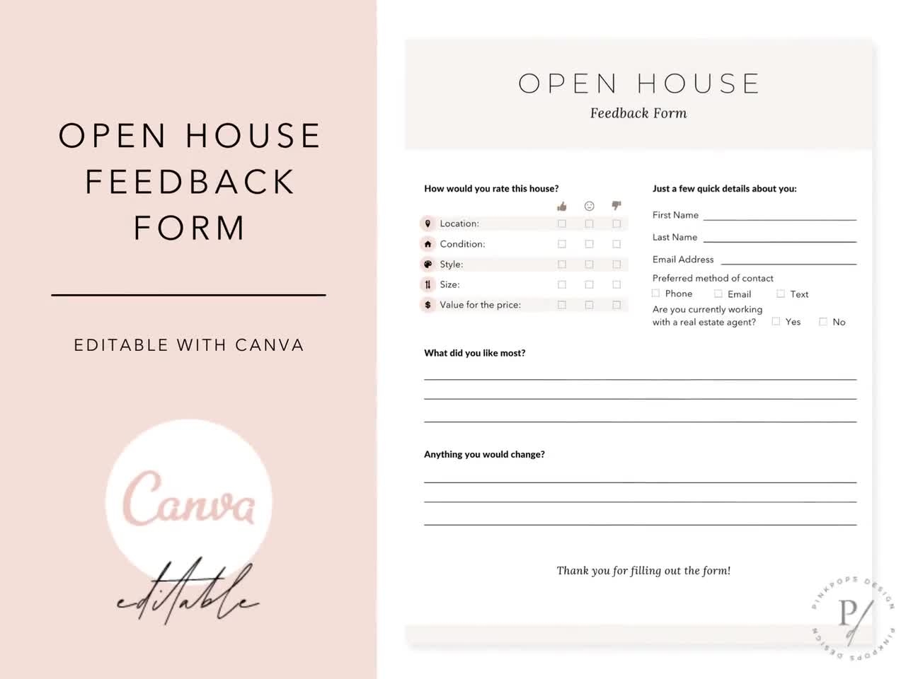 free printable open house feedback form