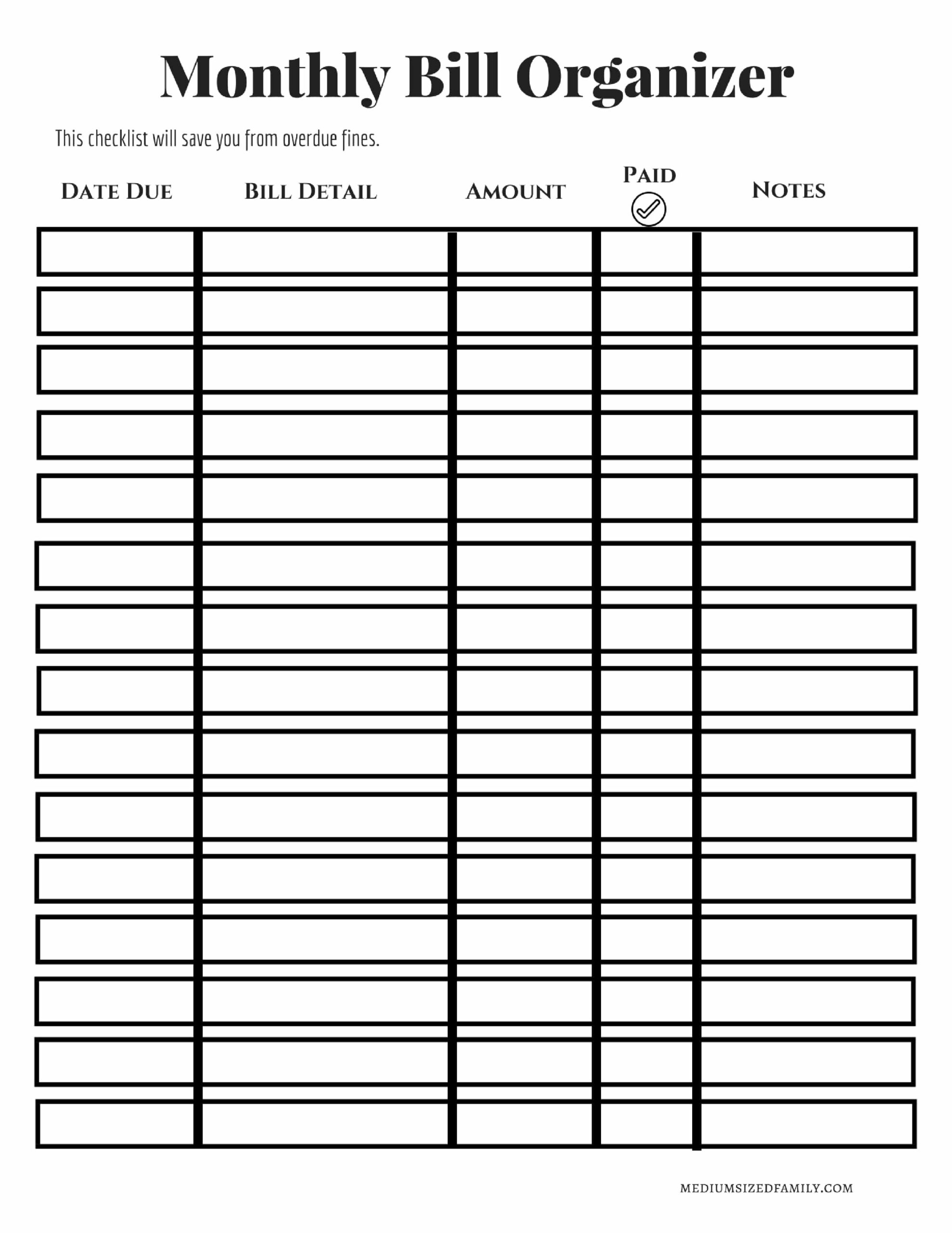 Organizer Free Printable Monthly Bill Payment Log Printable Party Favors