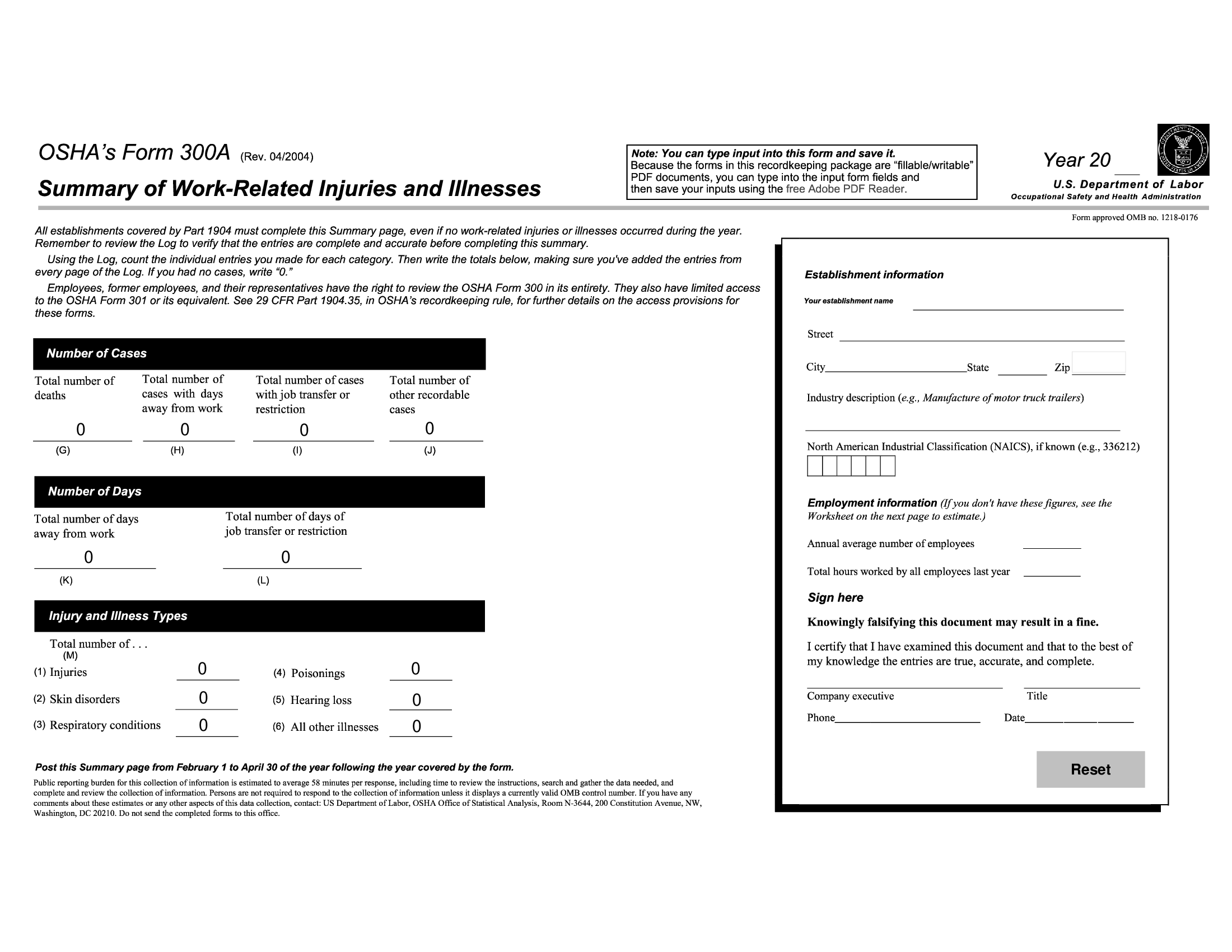 osha printable 300a form