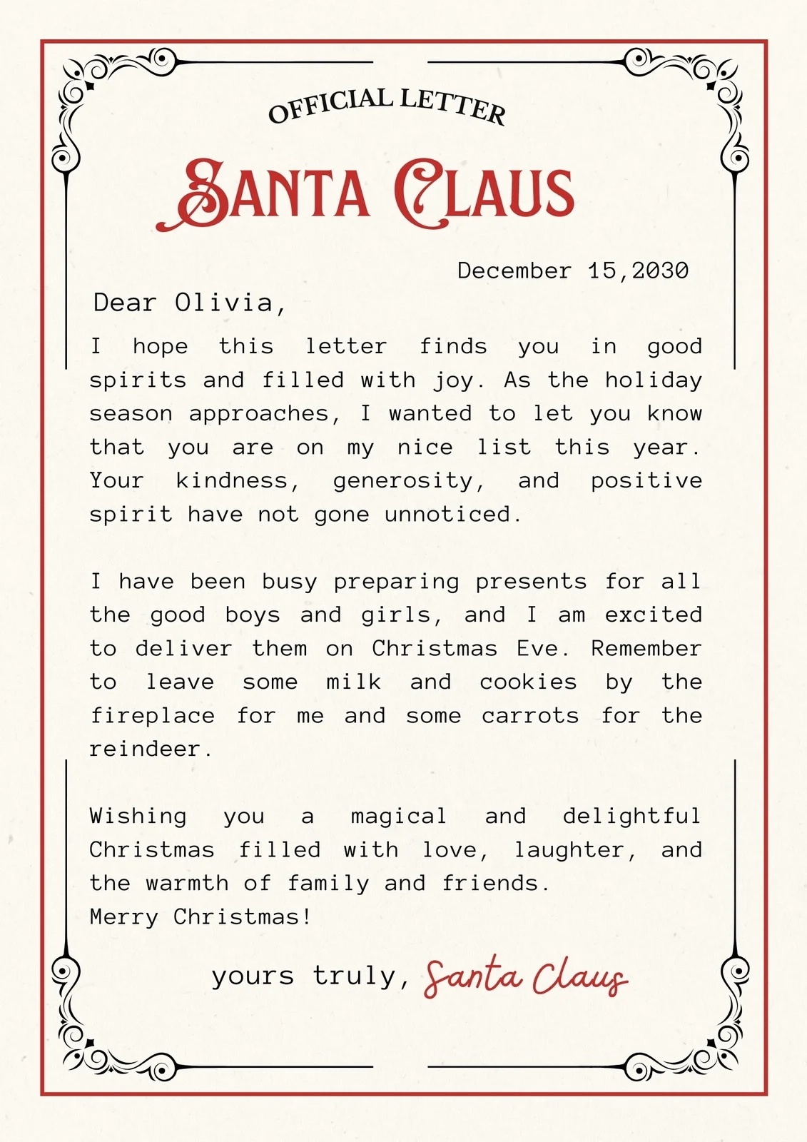Page 2 Free And Customizable Christmas Letter Templates Canva
