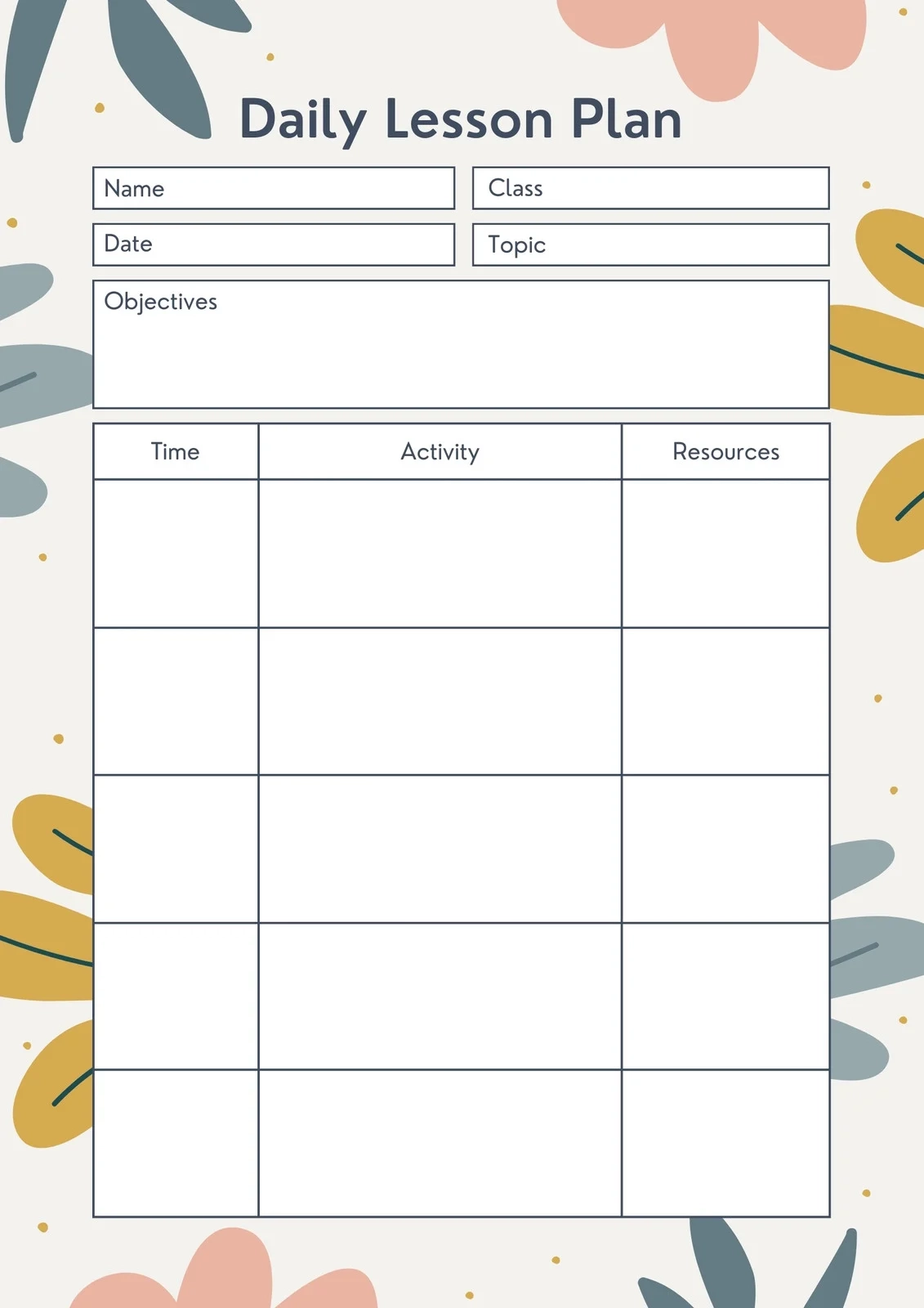 Page 2 Free Printable Customizable Weekly Lesson Plan Templates Canva