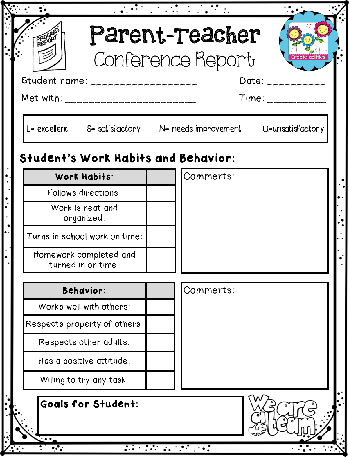 teacher conference forms printable