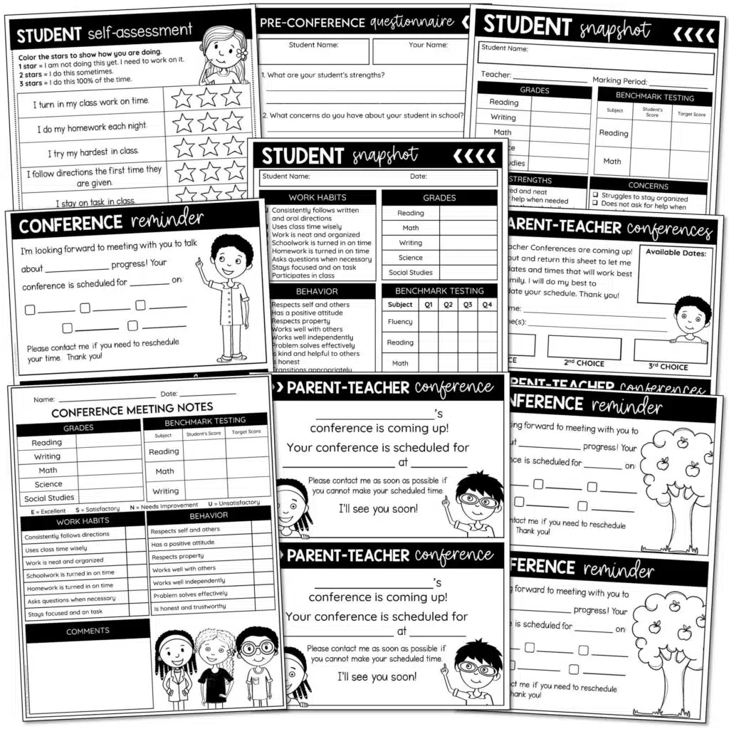 free parent teacher conference forms printable