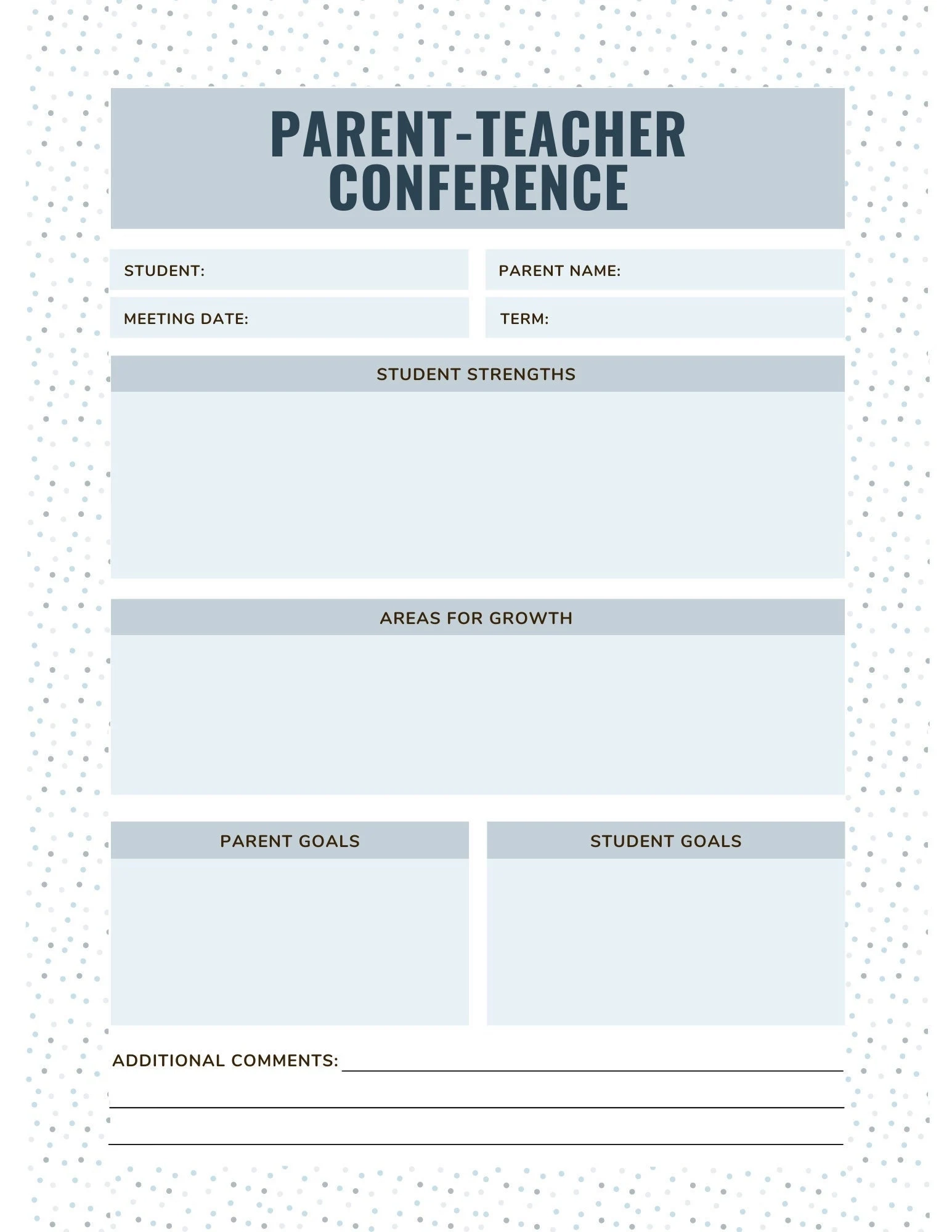 Parent Teacher Conference Template Etsy