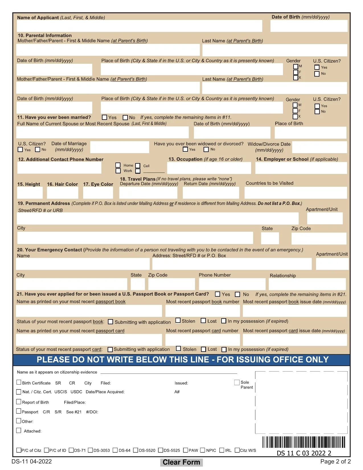 Passport Application DS 11 Fill Sign Online Download Print No Signup