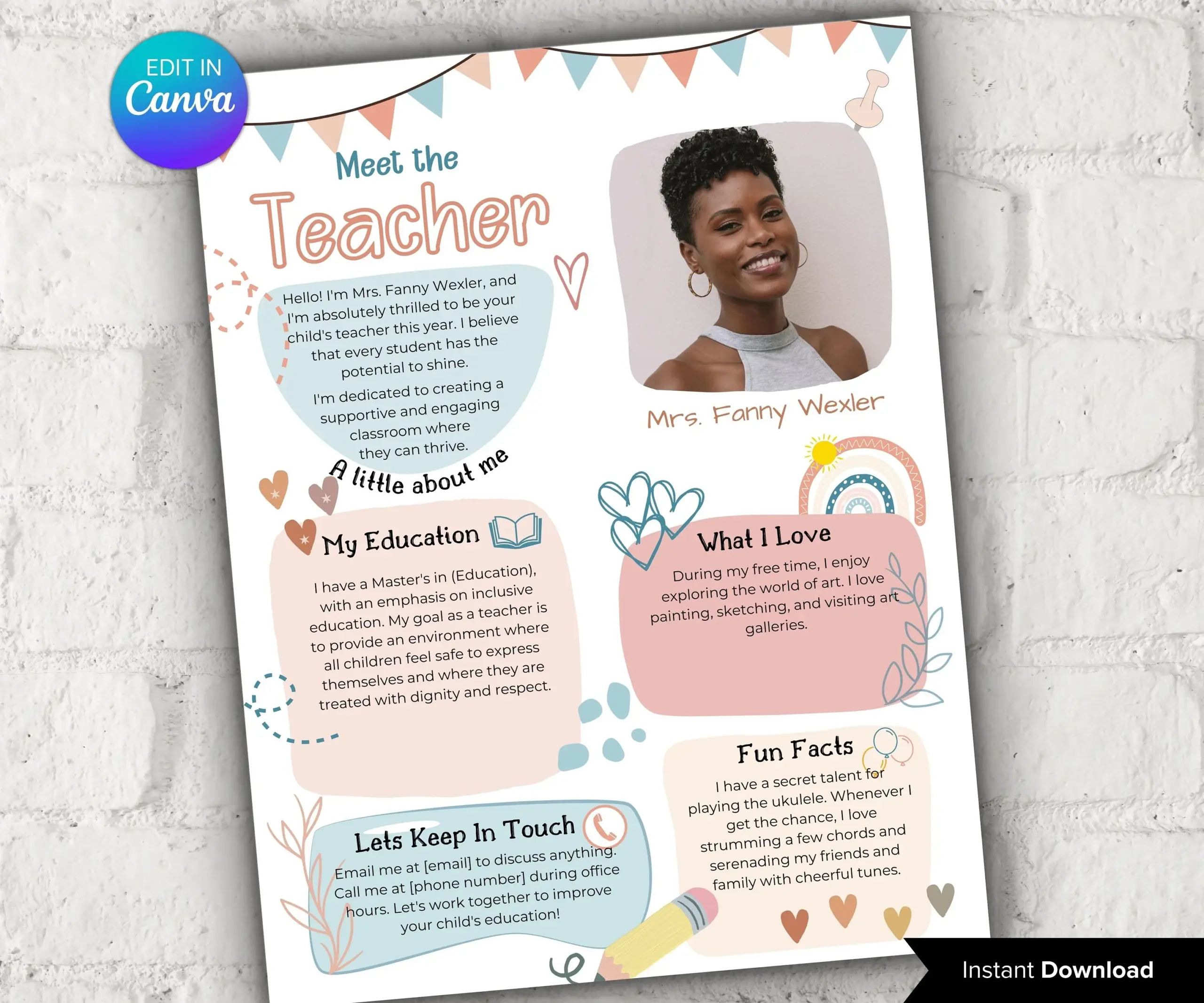 Pastel Boho Meet The Teacher Template I Boho Teacher I Meet The Teacher Bundle I Canva Template I Editable Teacher Template The Hustling Cat Lady