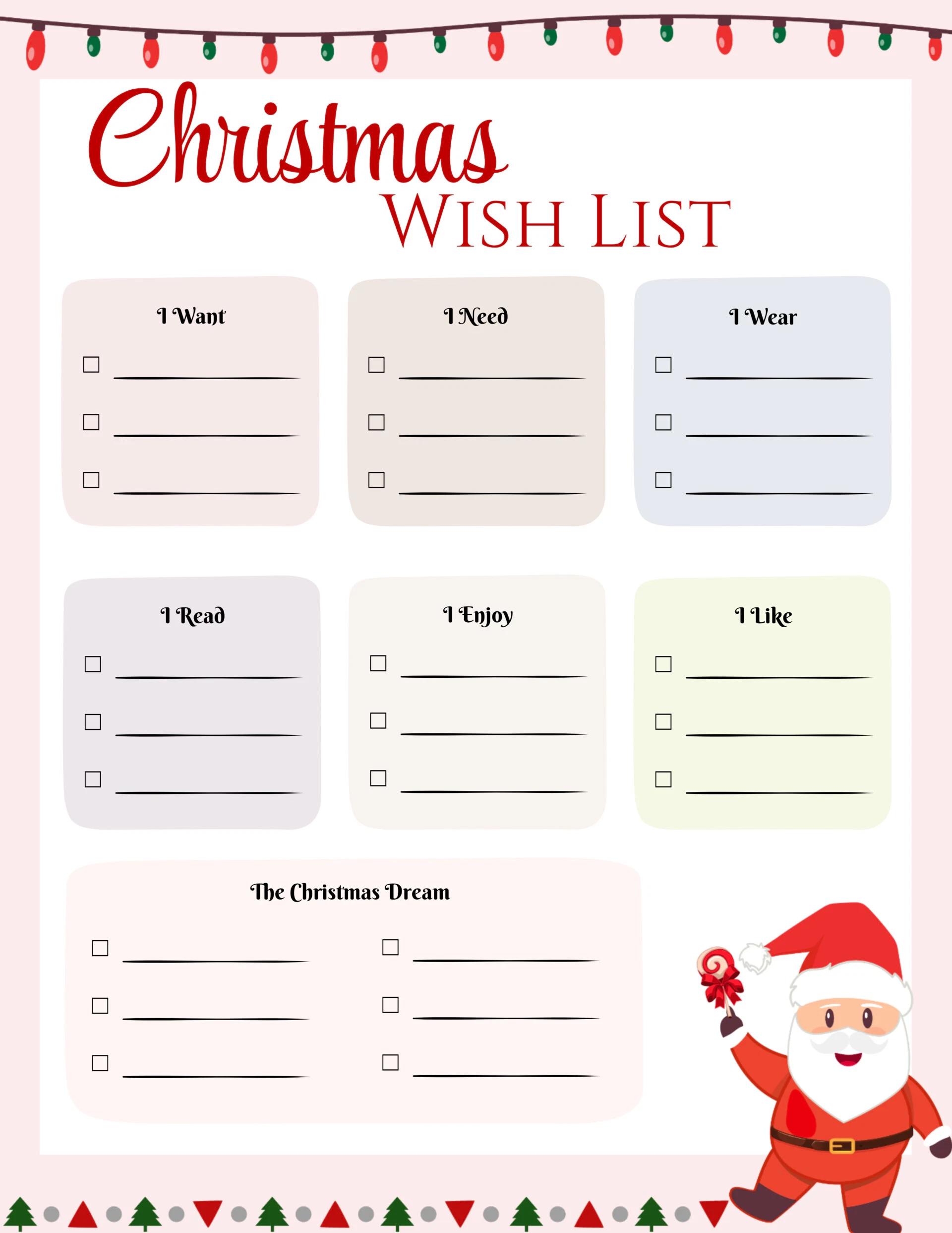 christmas list template for word