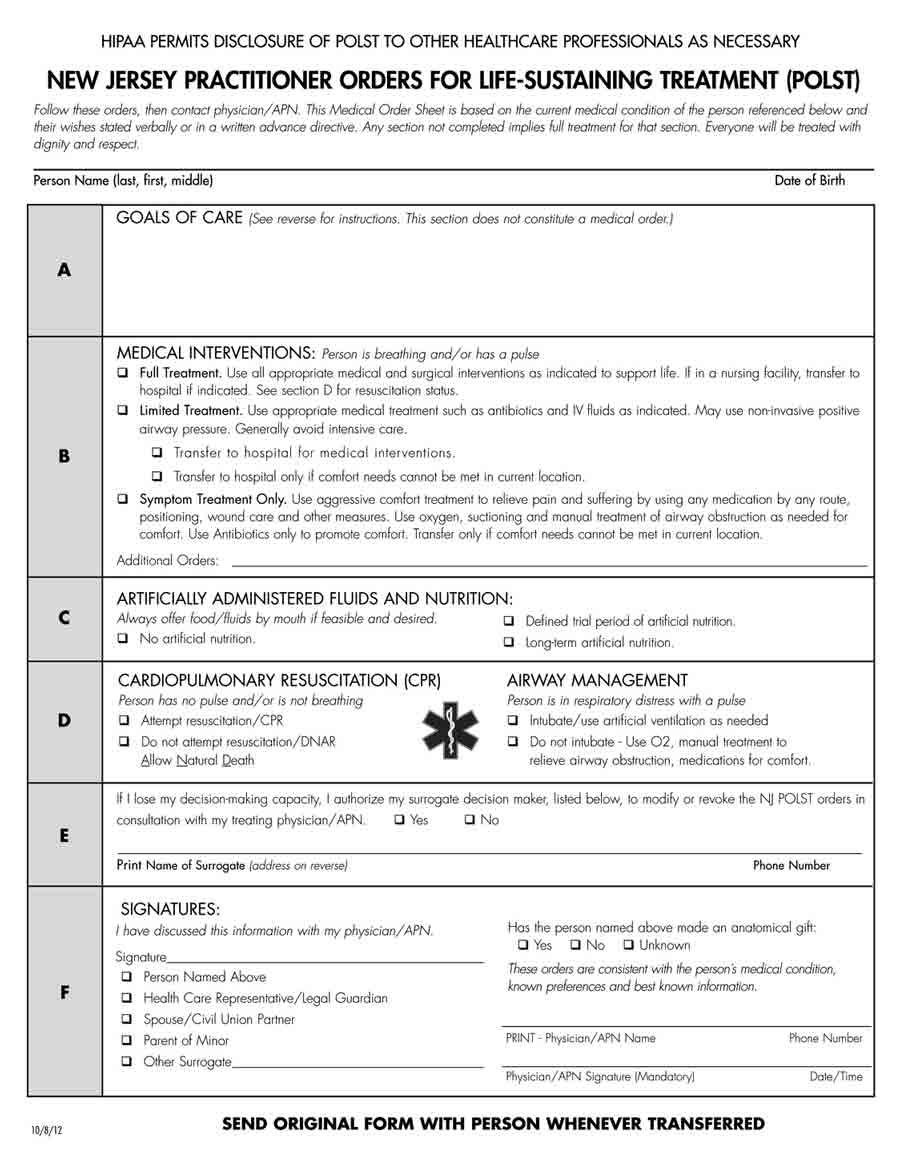 polst form printable
