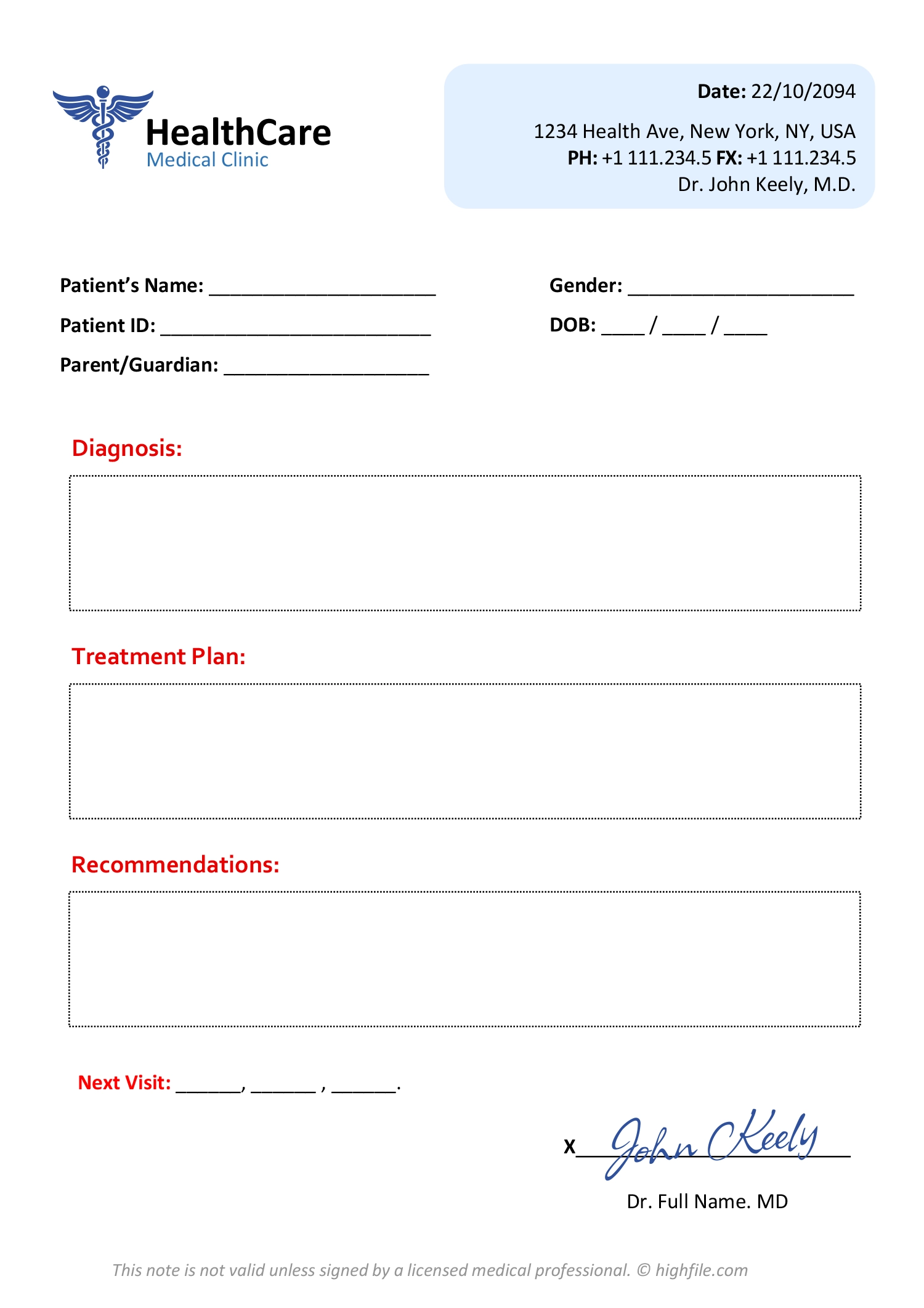 free doctors note template