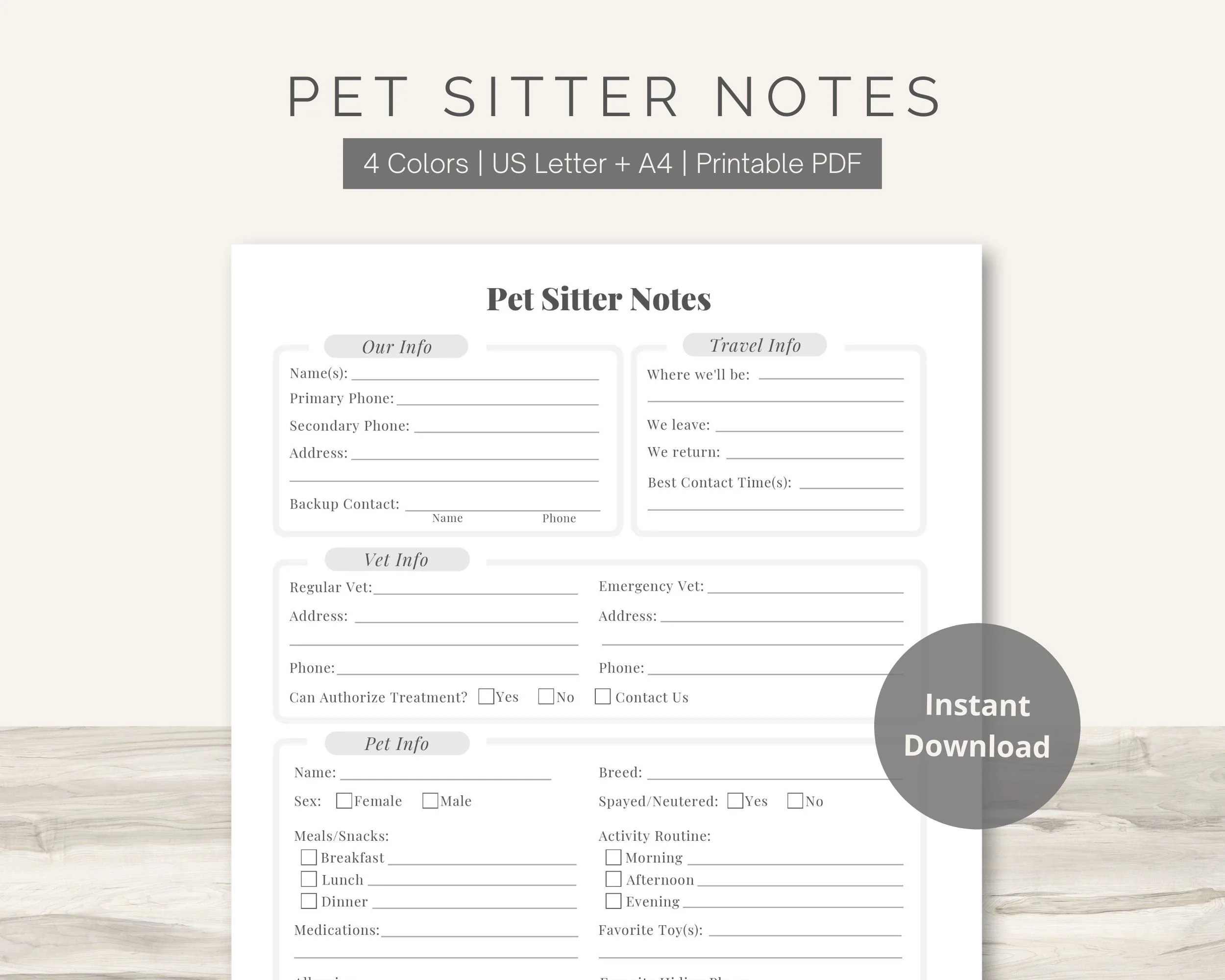 free printable pet sitting forms