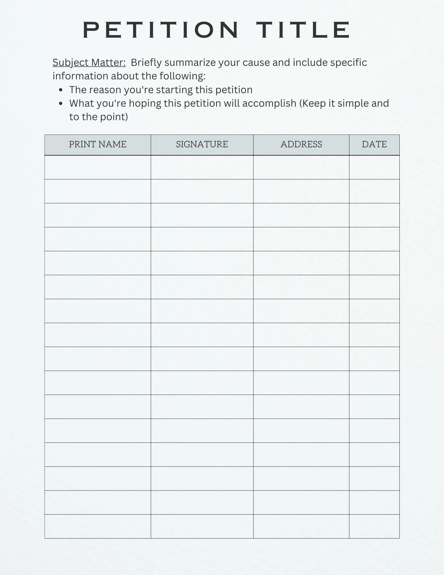 Petition Template Editable Digital Download Canva Petition Sign Up Sheet Charity Petition Petition Paper Editable Canva Template Legal Etsy Israel