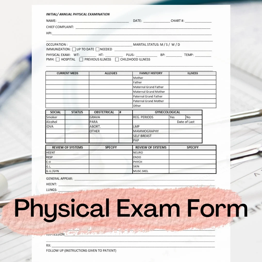 printable physical examination form
