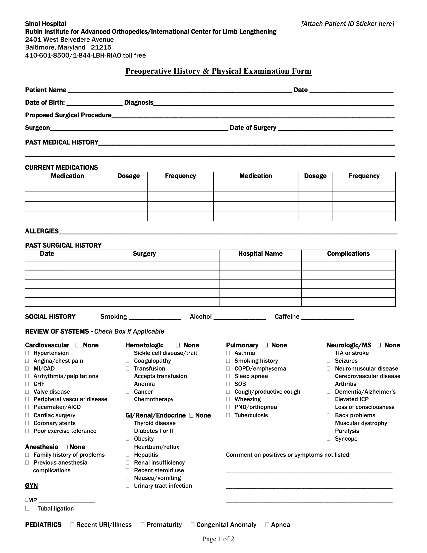 Physical Examination Sheet PDF Form FormsPal