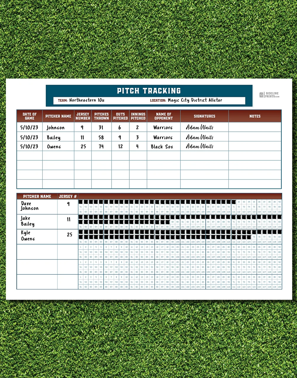 printable pitch tracking chart