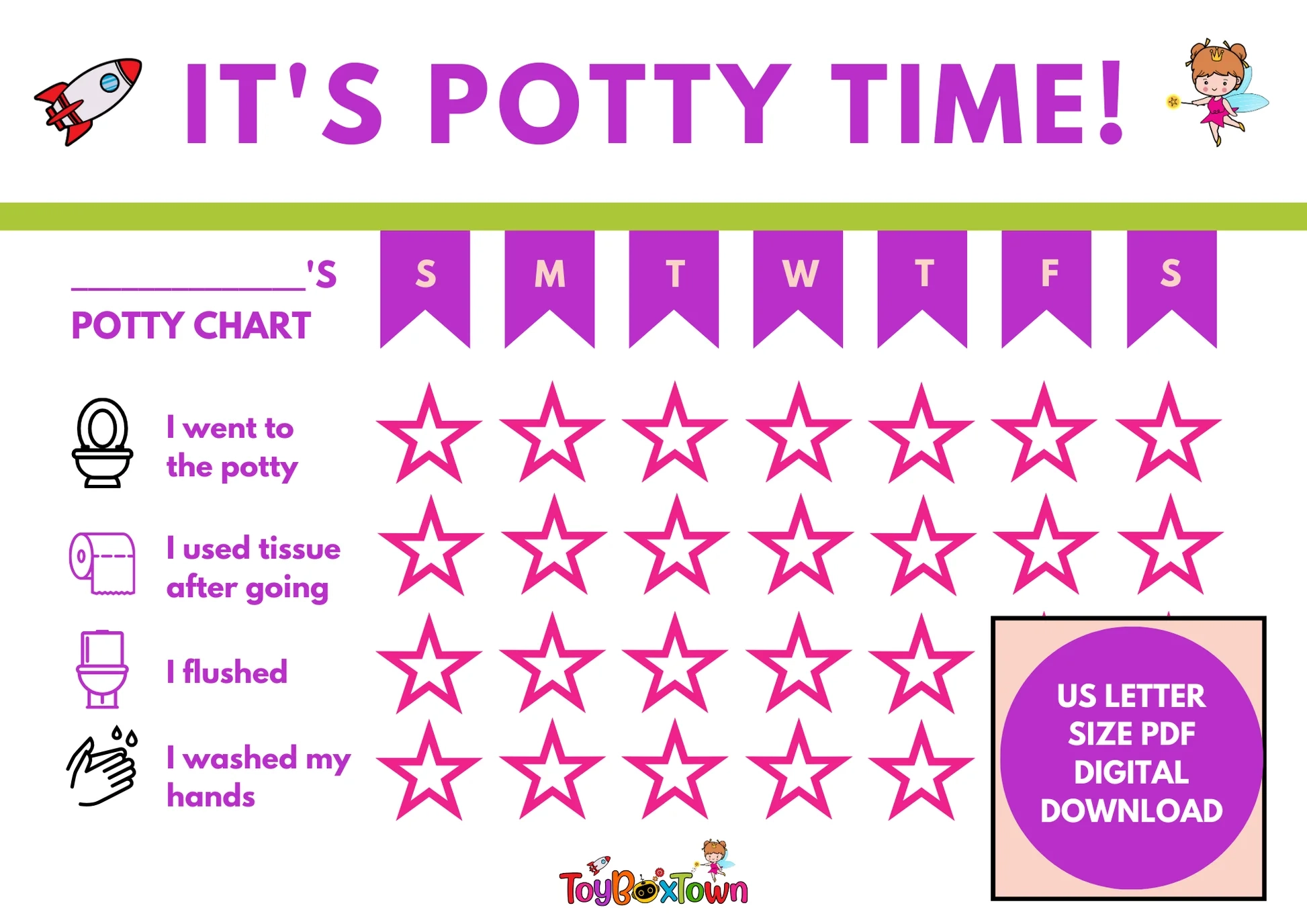 Potty Training Chart Potty Chart For Girls And Boys Potty Training S ToyBoxTown