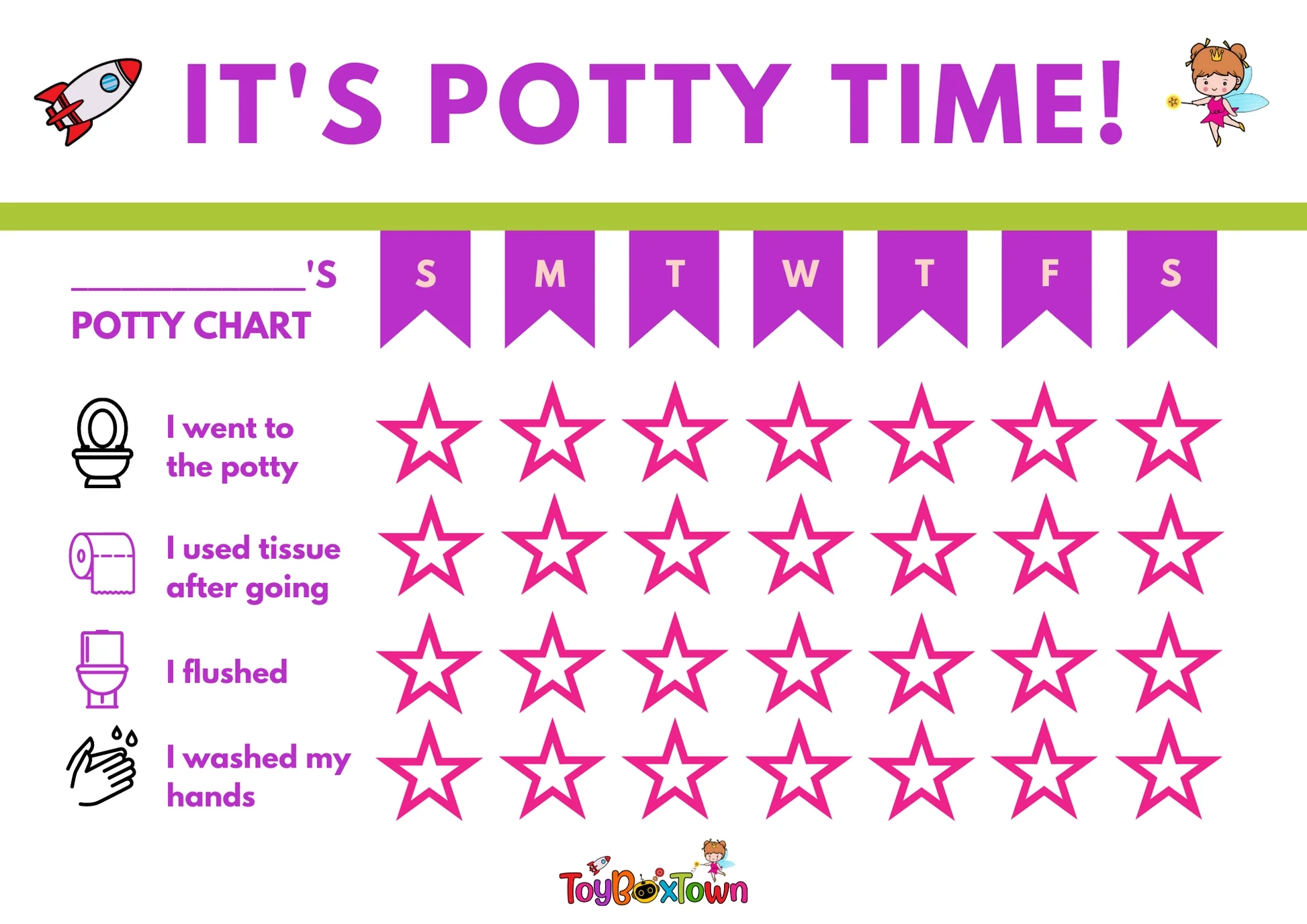 Potty Training Chart Potty Chart For Girls And Boys Potty Training S ToyBoxTown