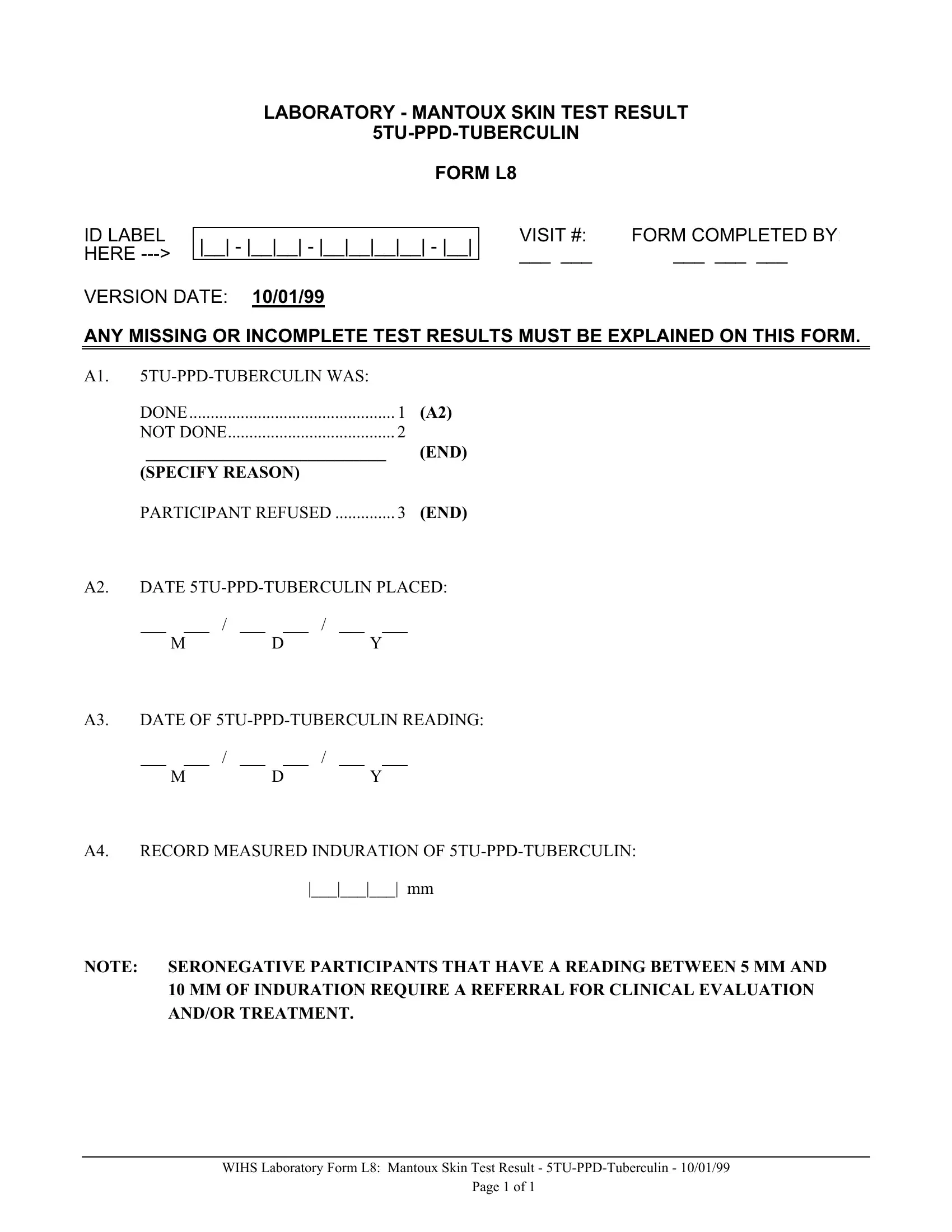 Ppd Test Results Form Fill Out Printable PDF Forms