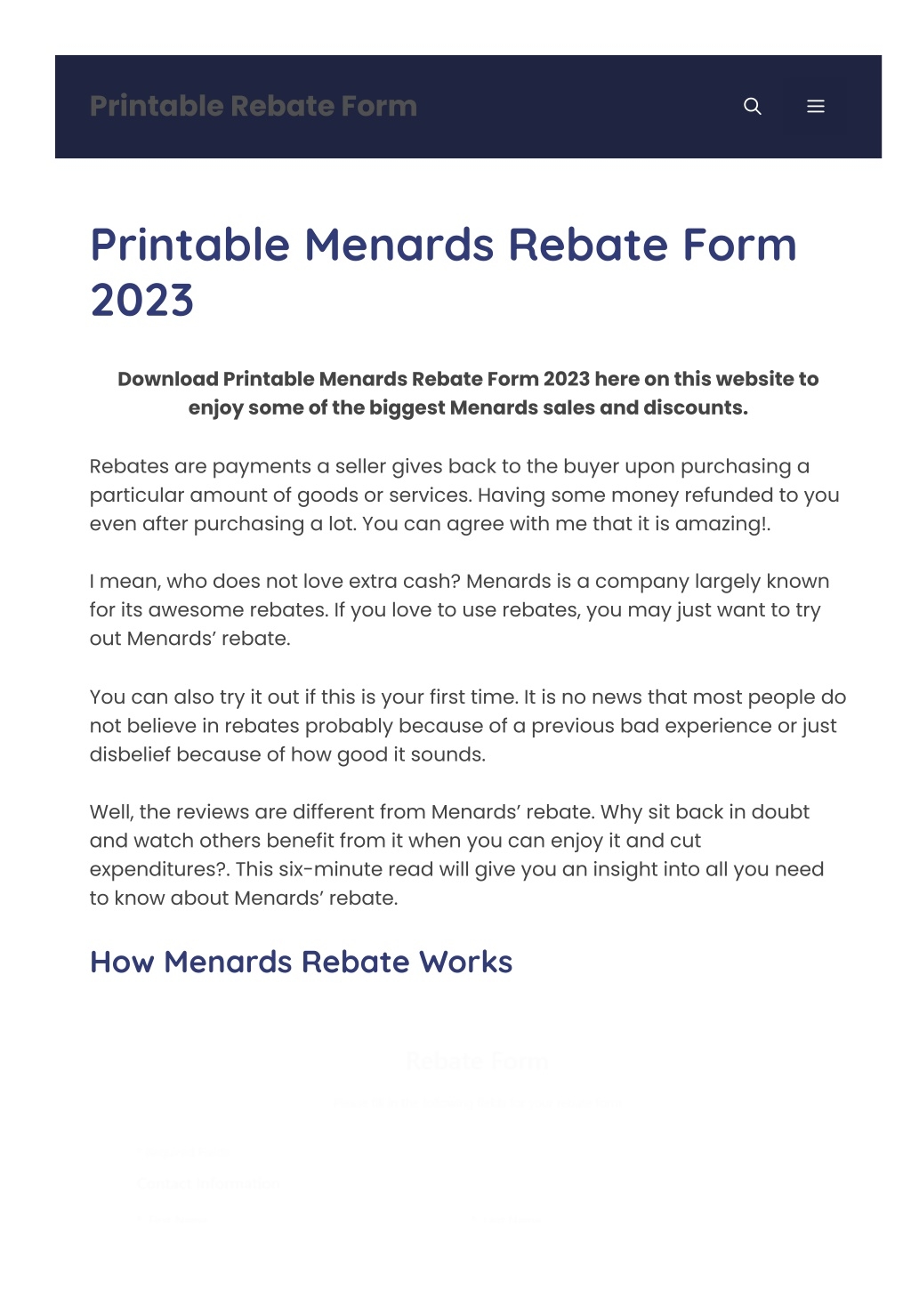 menards printable rebate forms
