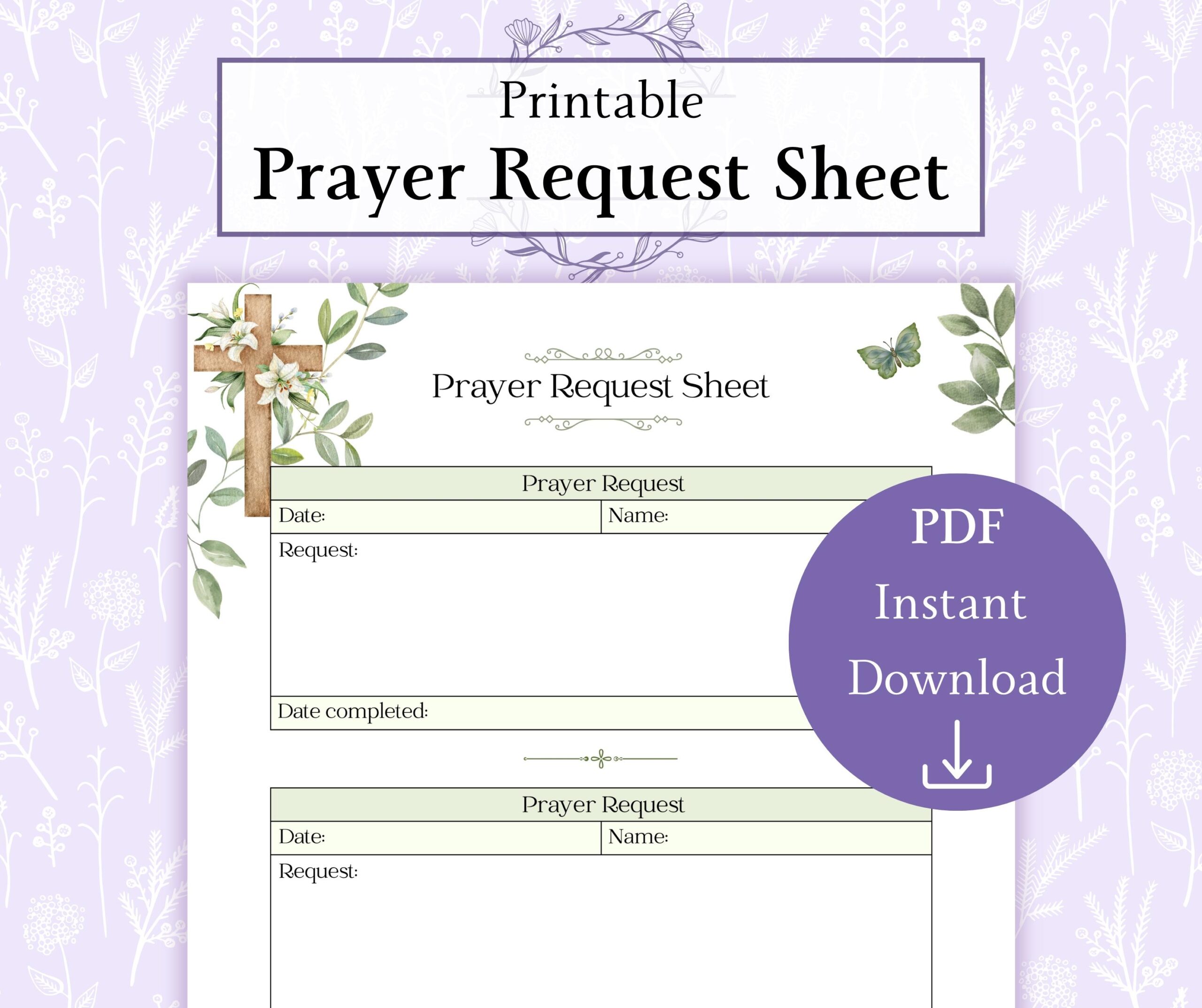 Prayer Request Sheet Printable PDF Prayer Request List Intercessory Prayer Journal Prayer Request Logbook Etsy