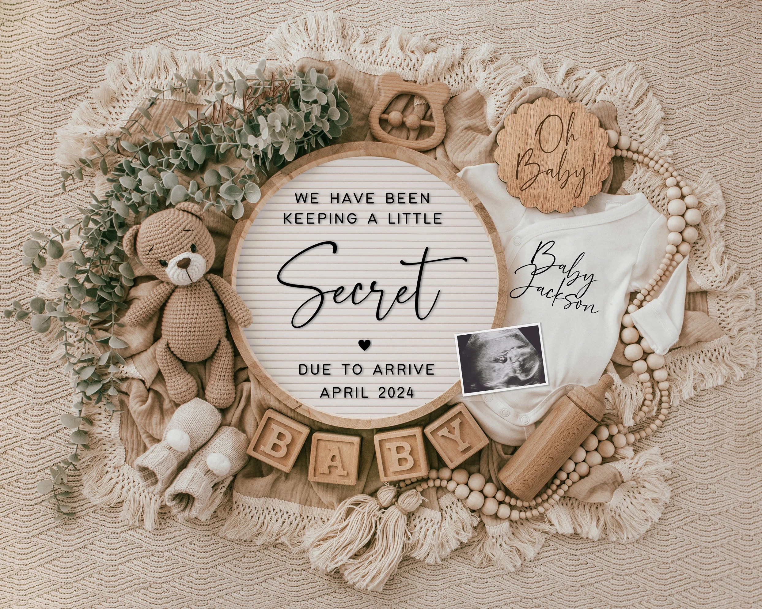 Pregnancy Announcement Digital Baby Announcement Editable Template Social Media Reveal Instagram Facebook Etsy