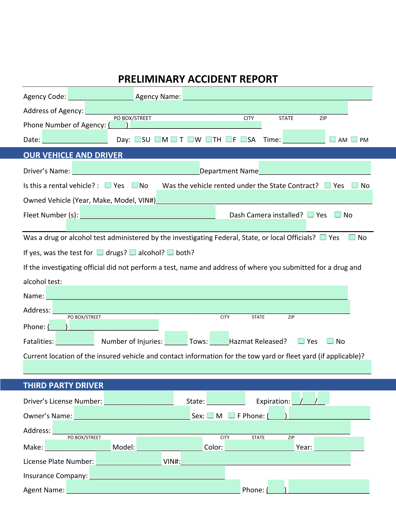 Preliminary Accident Report