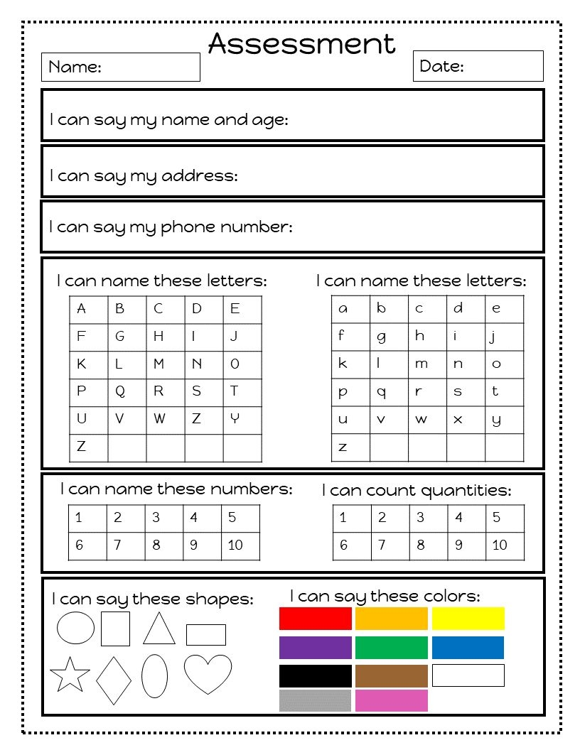 Preschool Assessments D3F