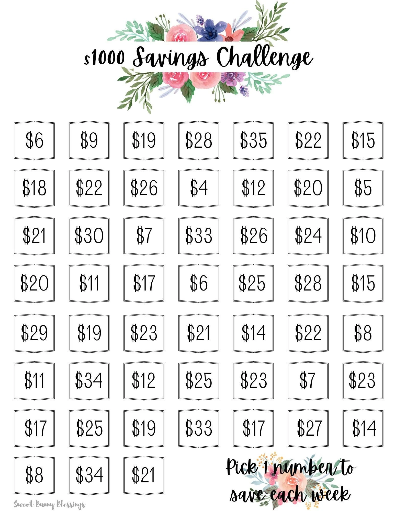 Printable 1 000 Dollar Savings Challenge Tracker Save 1 000 Dollars In 1 Year Savings Goal Money Challenge The Budget Mom Digital Etsy