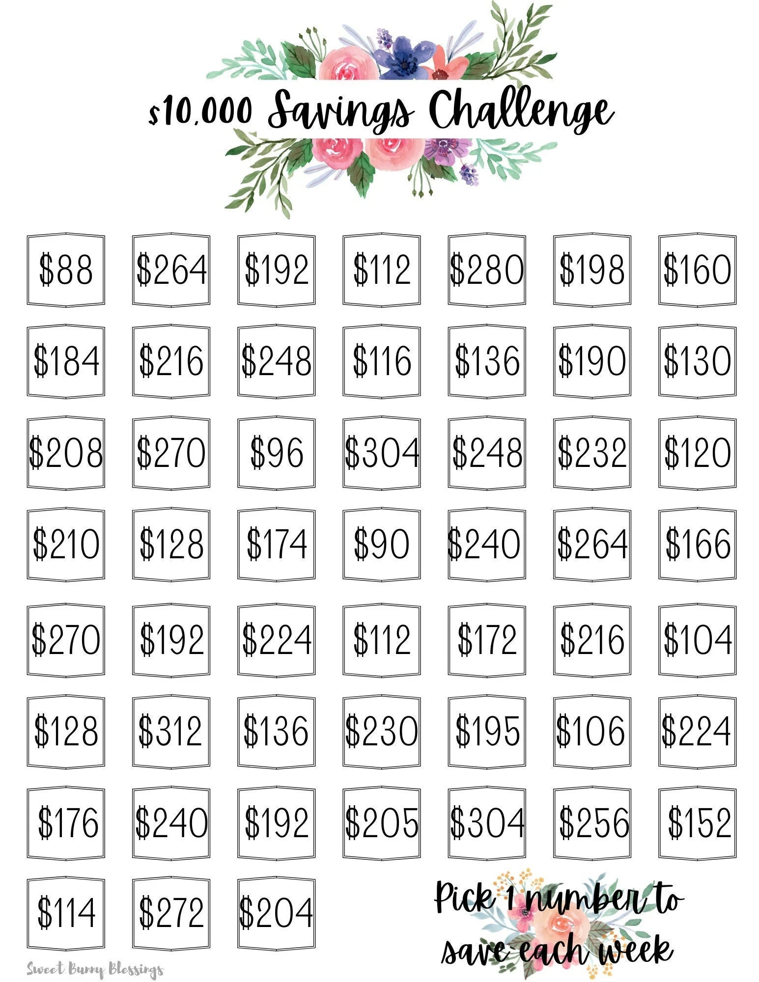 Printable 10 000 Dollar Savings Challenge Tracker Save 10 000 Dollars In 1 Year Savings Goal Money Challenge Savings Challenge Digital Etsy