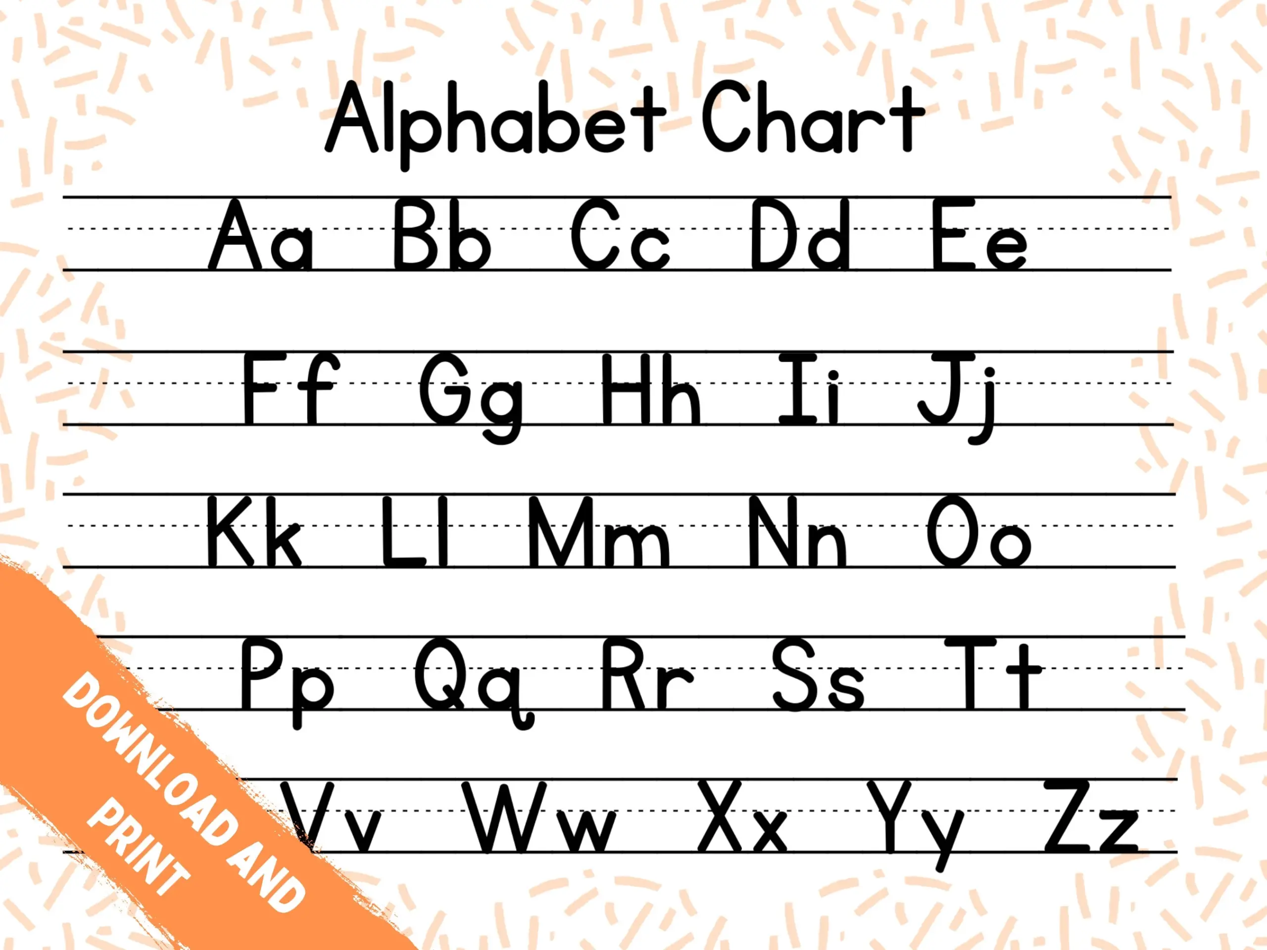 Printable ABC Chart Alphabet Chart Handwriting Chart Homeschool Resource Educational Instant Download PDF Print Etsy