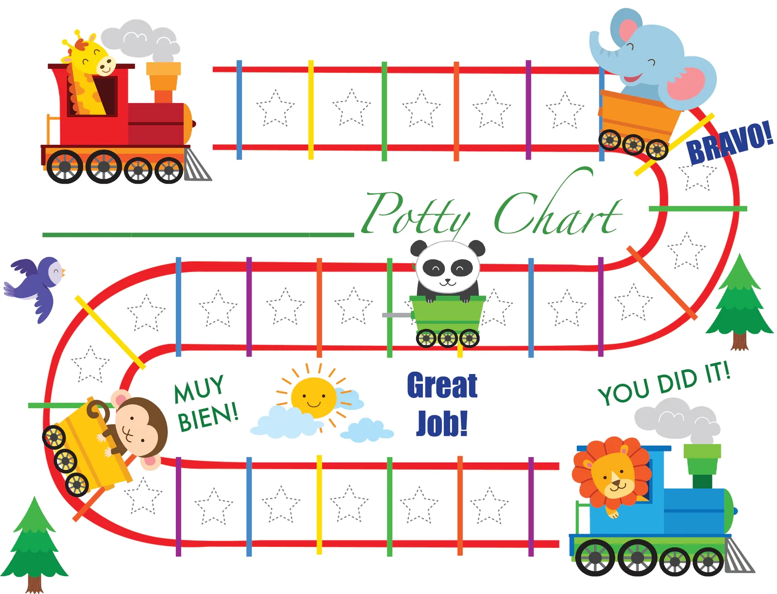 Printable Animal Train English Potty Training Reward Chart Download Mi LegaSi
