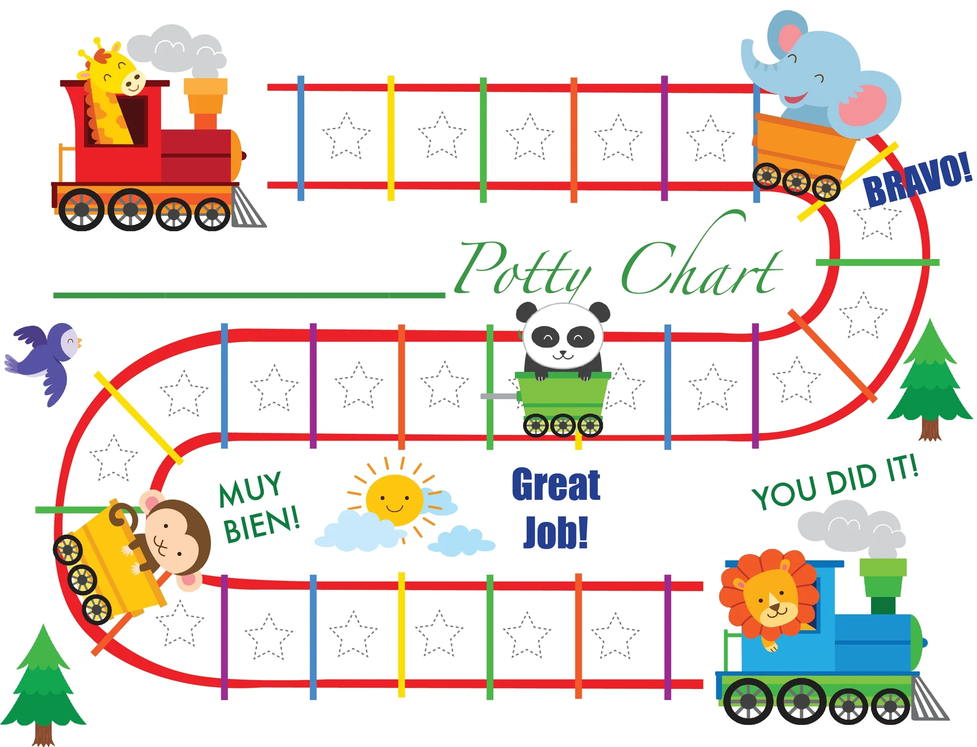 Printable Animal Train English Potty Training Reward Chart Download Mi LegaSi