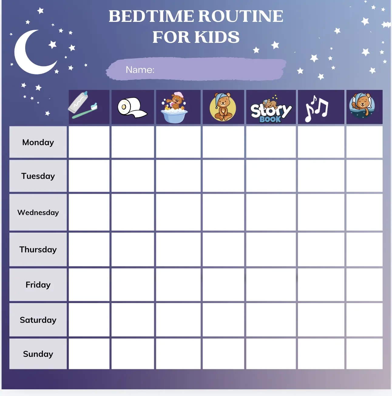 night time routine chart