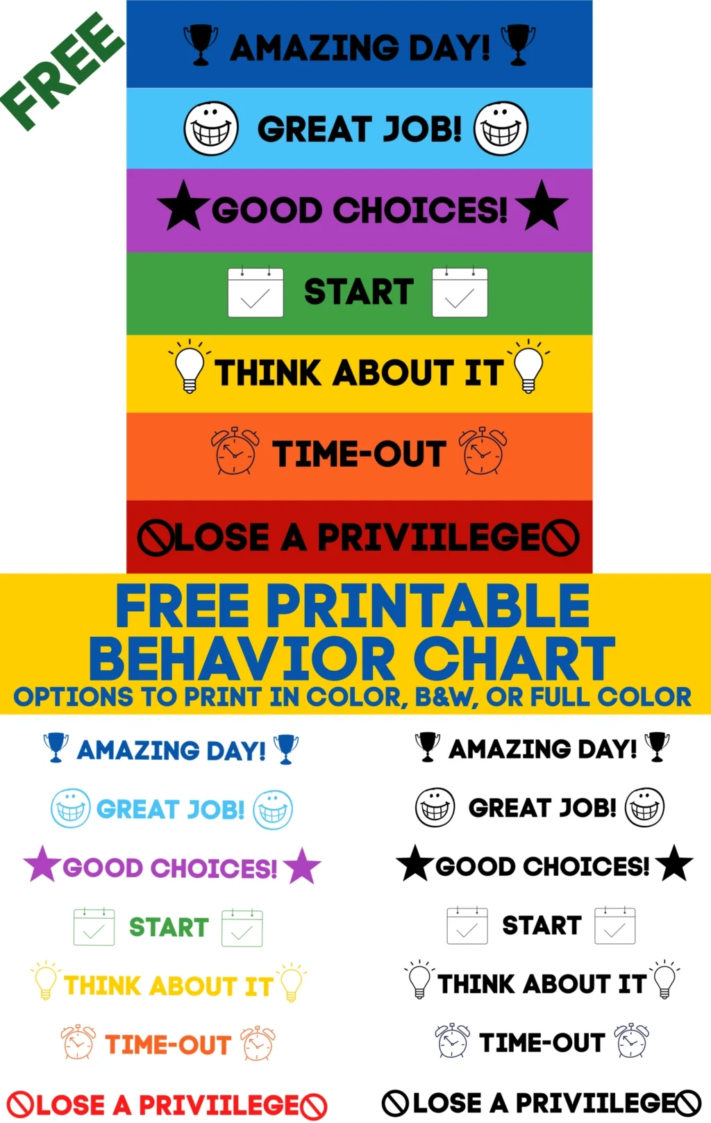 free printable daily behavior chart