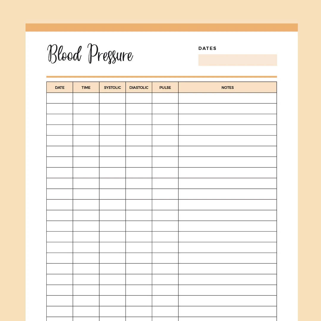free blood pressure printable chart