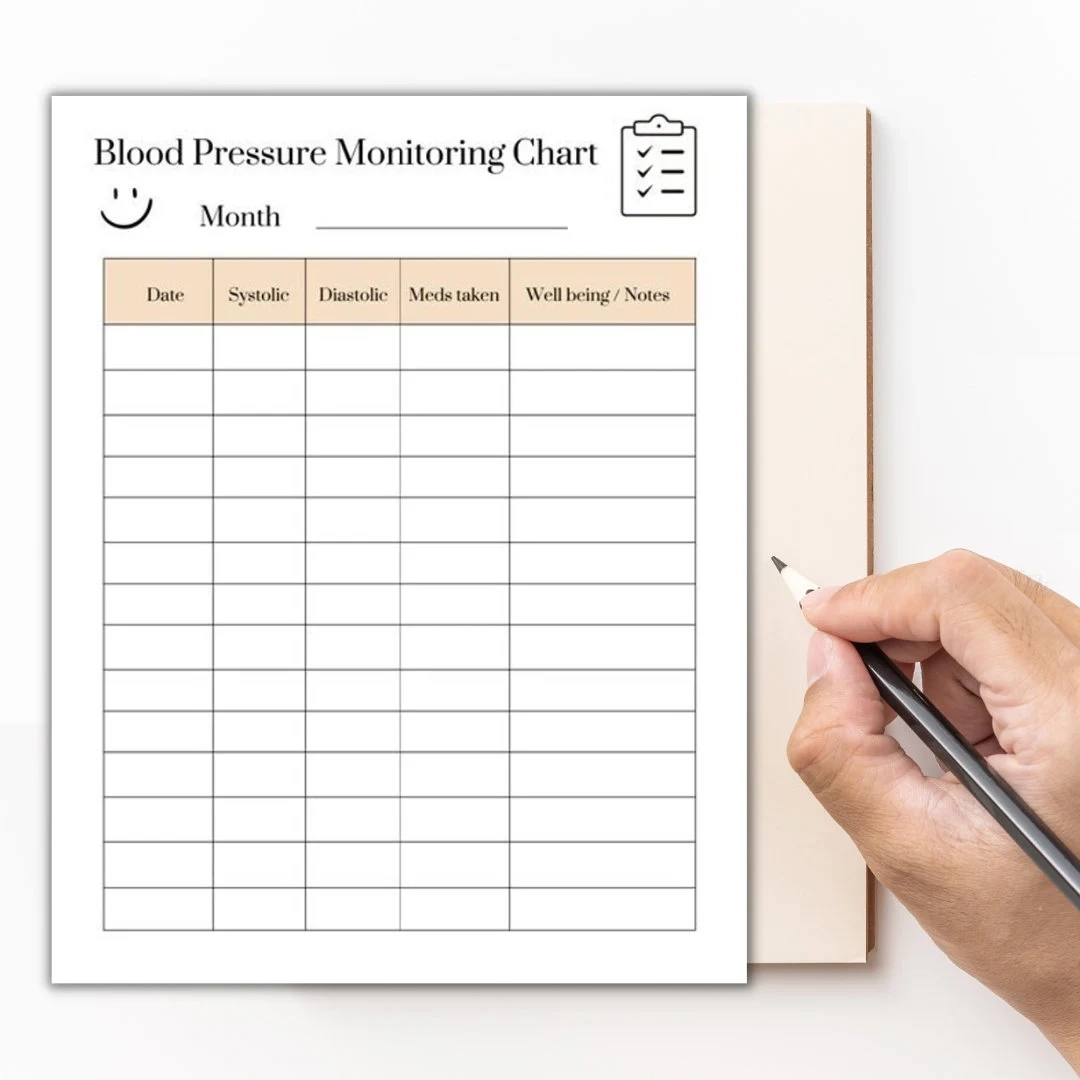 Printable Blood Pressure Monitoring Chart Digital Download Etsy
