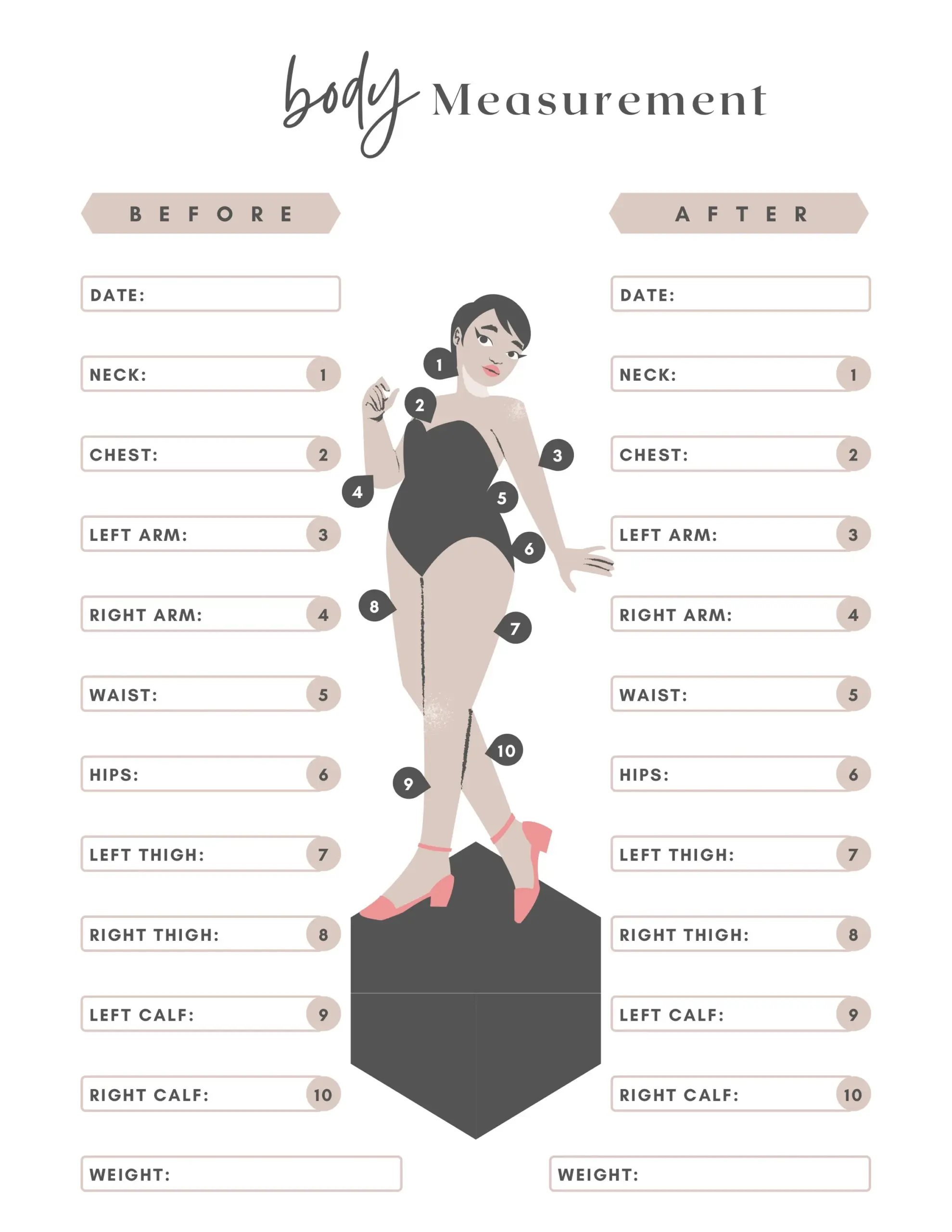 Printable Body Measurement Tracker Body Size Log Diet Planner Weight Loss Planner Printable Planner Letter Pdf Instant Download Etsy Denmark