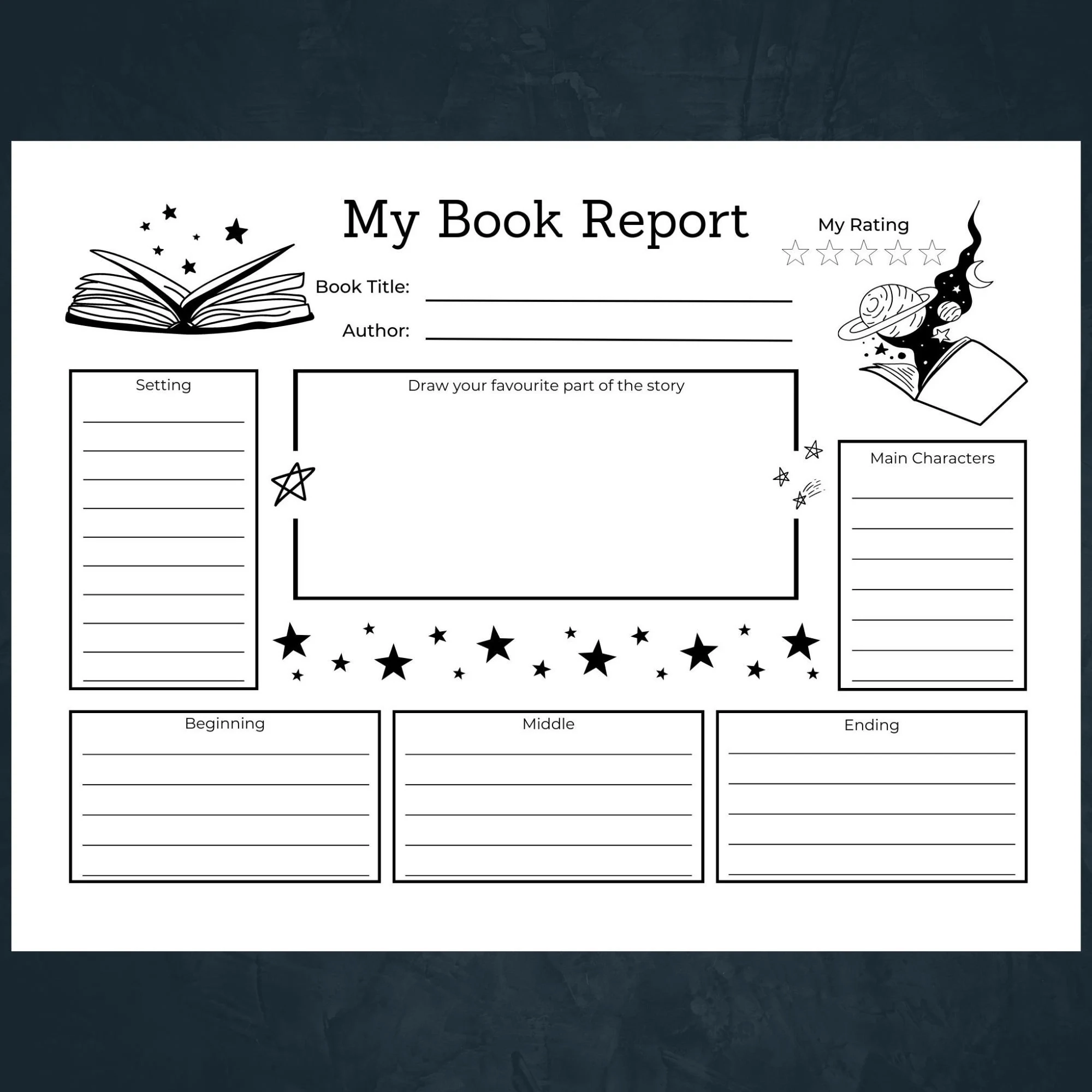 Printable Book Report INSTANT DOWNLOAD Printable Activity Book Report Template Book Review Book Report Printable Home School Reading Etsy