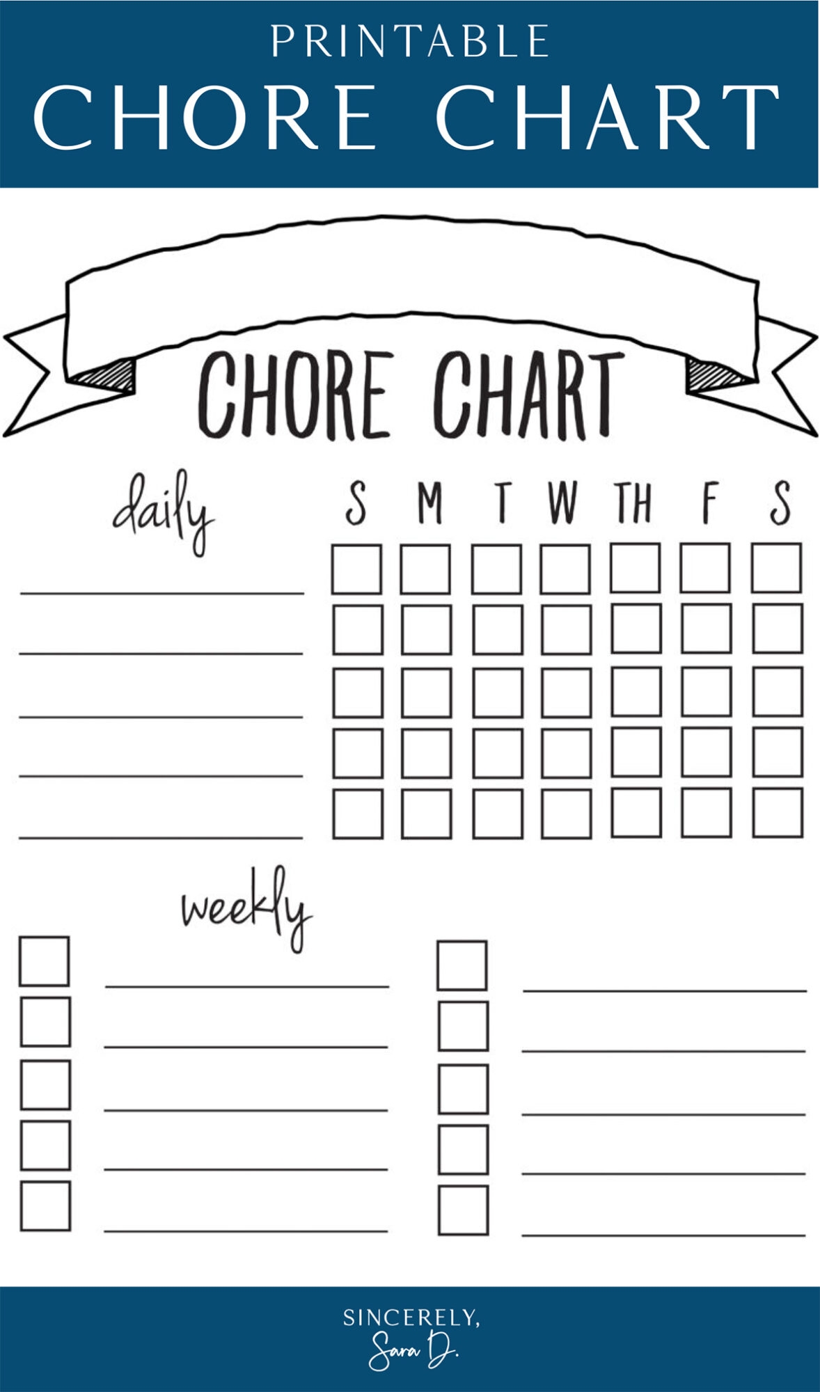 free children's chore chart