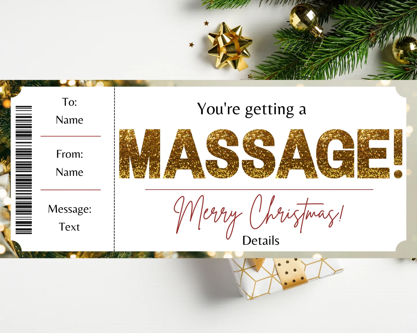 Printable Christmas Massage Gift Certificate Template Printed Smile Shop