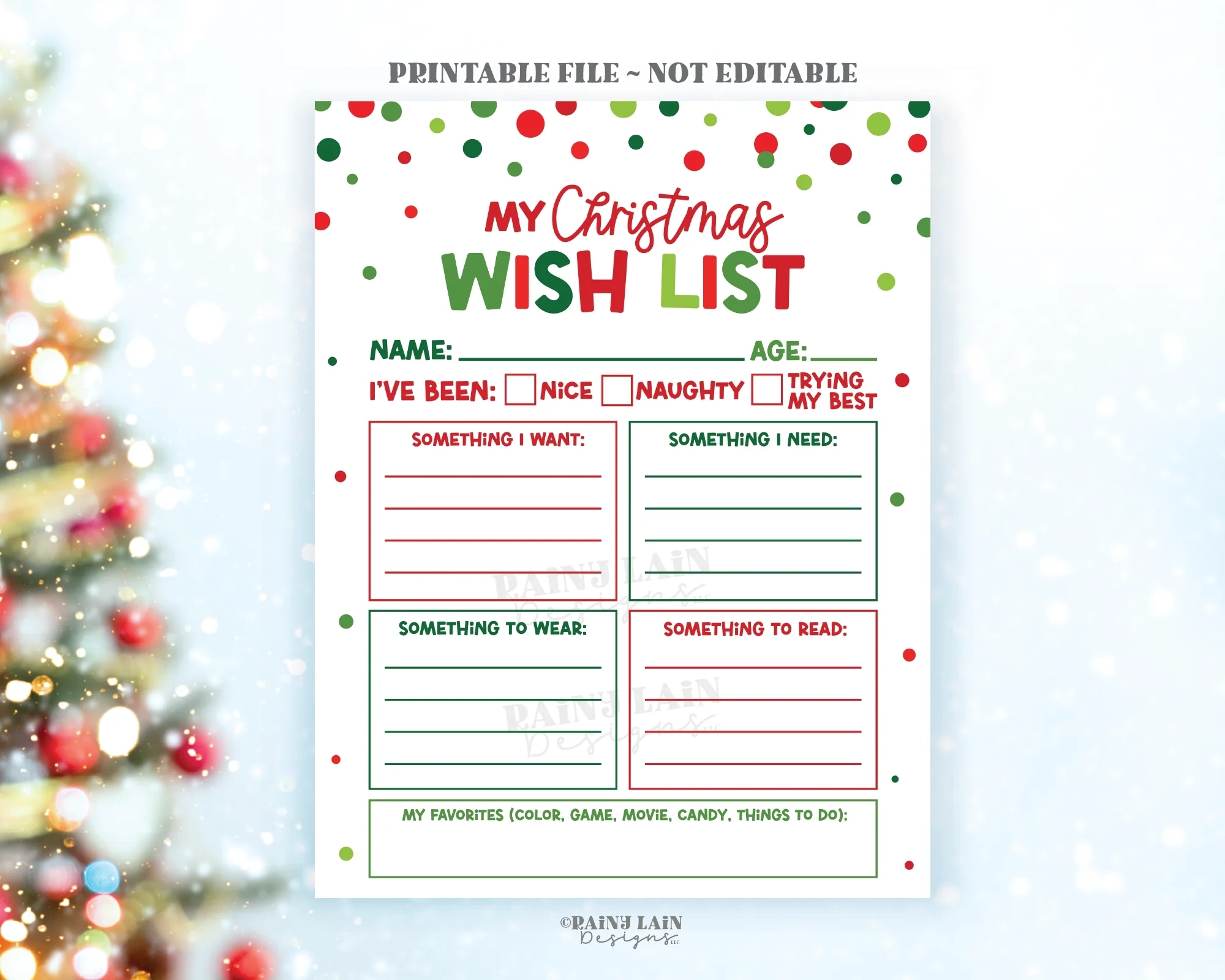 christmas wish list printable