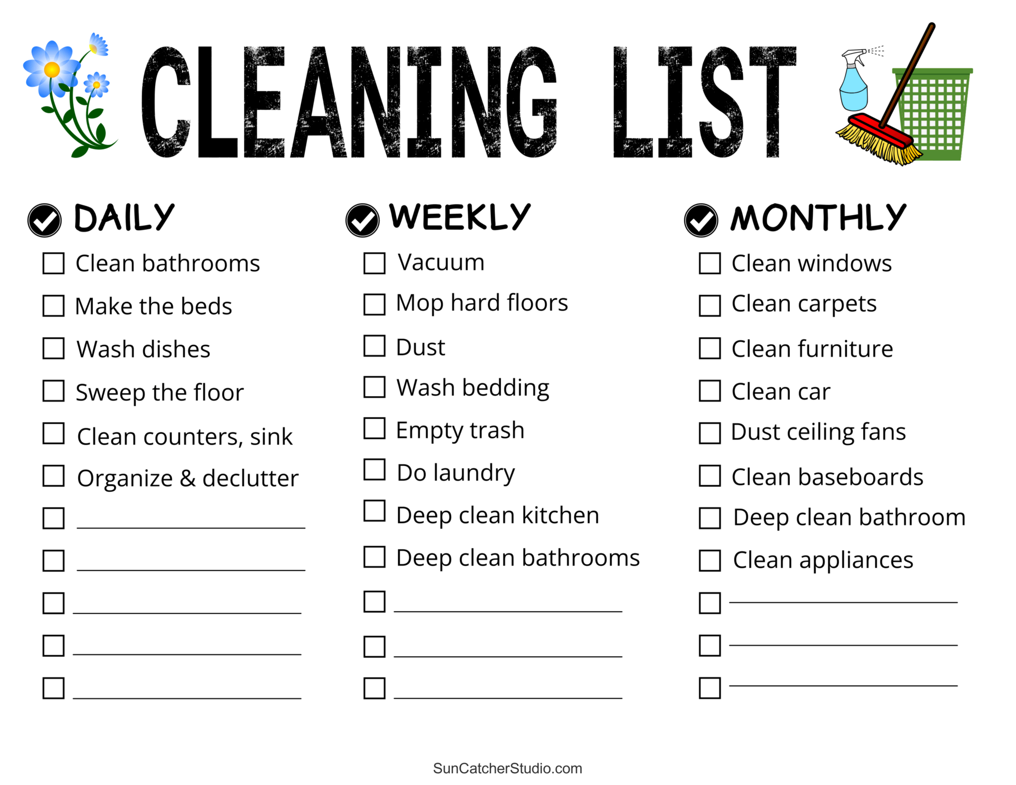 daily weekly monthly cleaning schedule
